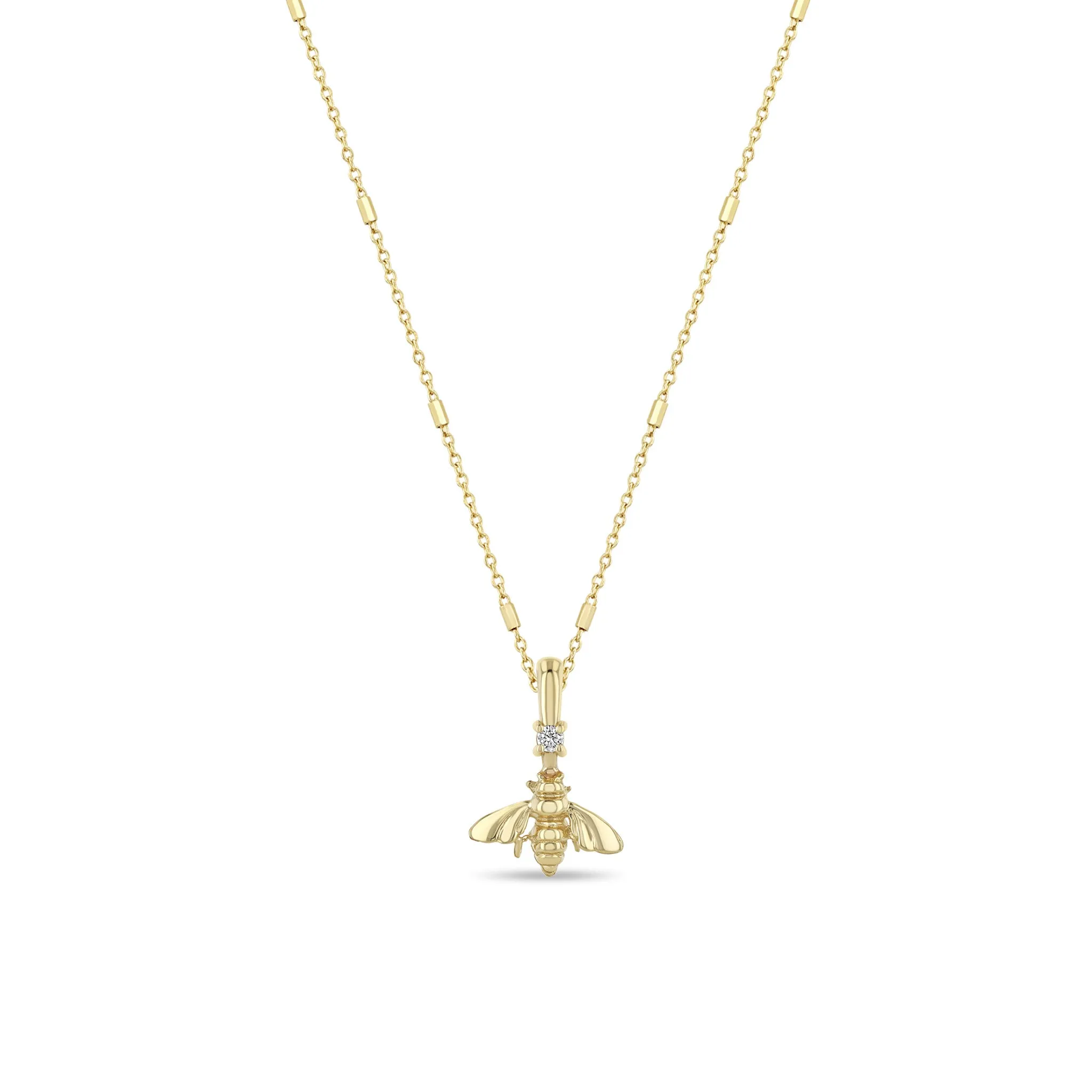 14k Gold Bee & Diamond Pendant Necklace sold by Zoe Chicco