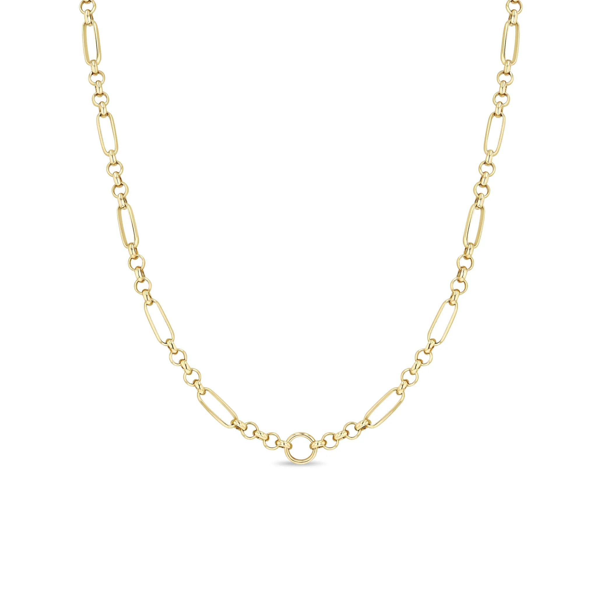 14k Gold Circle Medium Paperclip Rolo Chain Necklace sold by Zoe Chicco