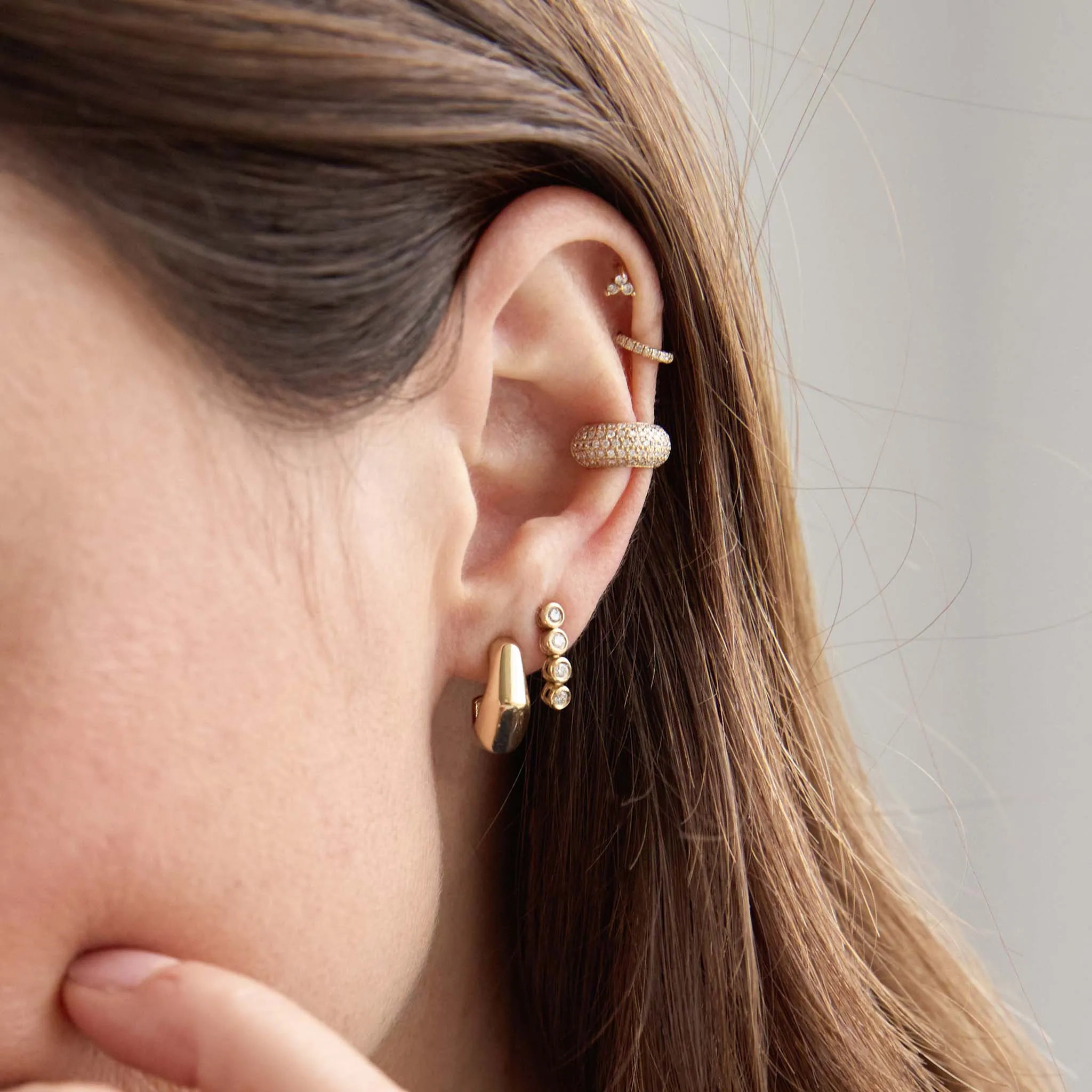 14k Diamond Bezel Tennis Short Drop Earrings sold by Zoe Chicco product image thumbnail 2