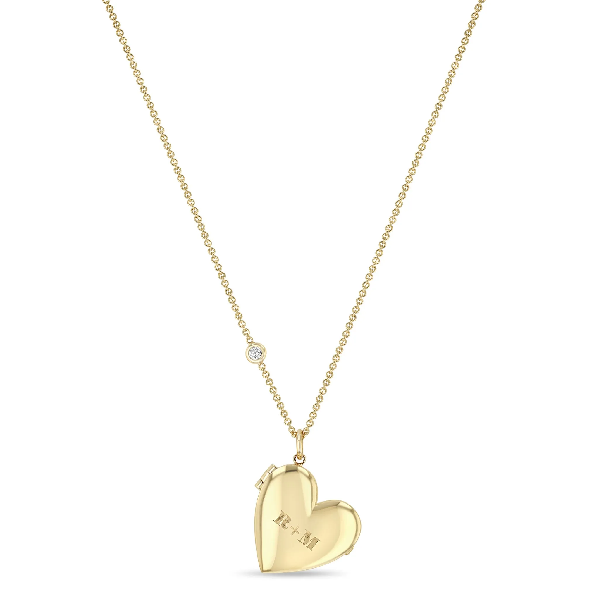 14k 2 Initial Letters Heart Locket Necklace sold by Zoe Chicco