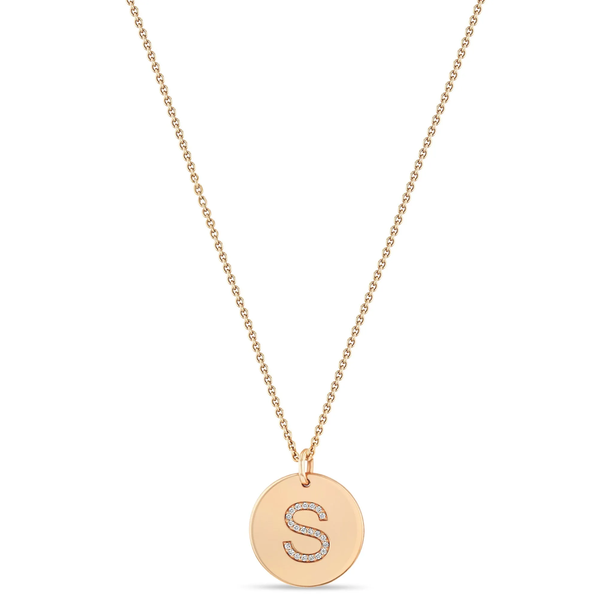 14k Pavé Diamond Initial Disc Necklace sold by Zoe Chicco product image thumbnail 2