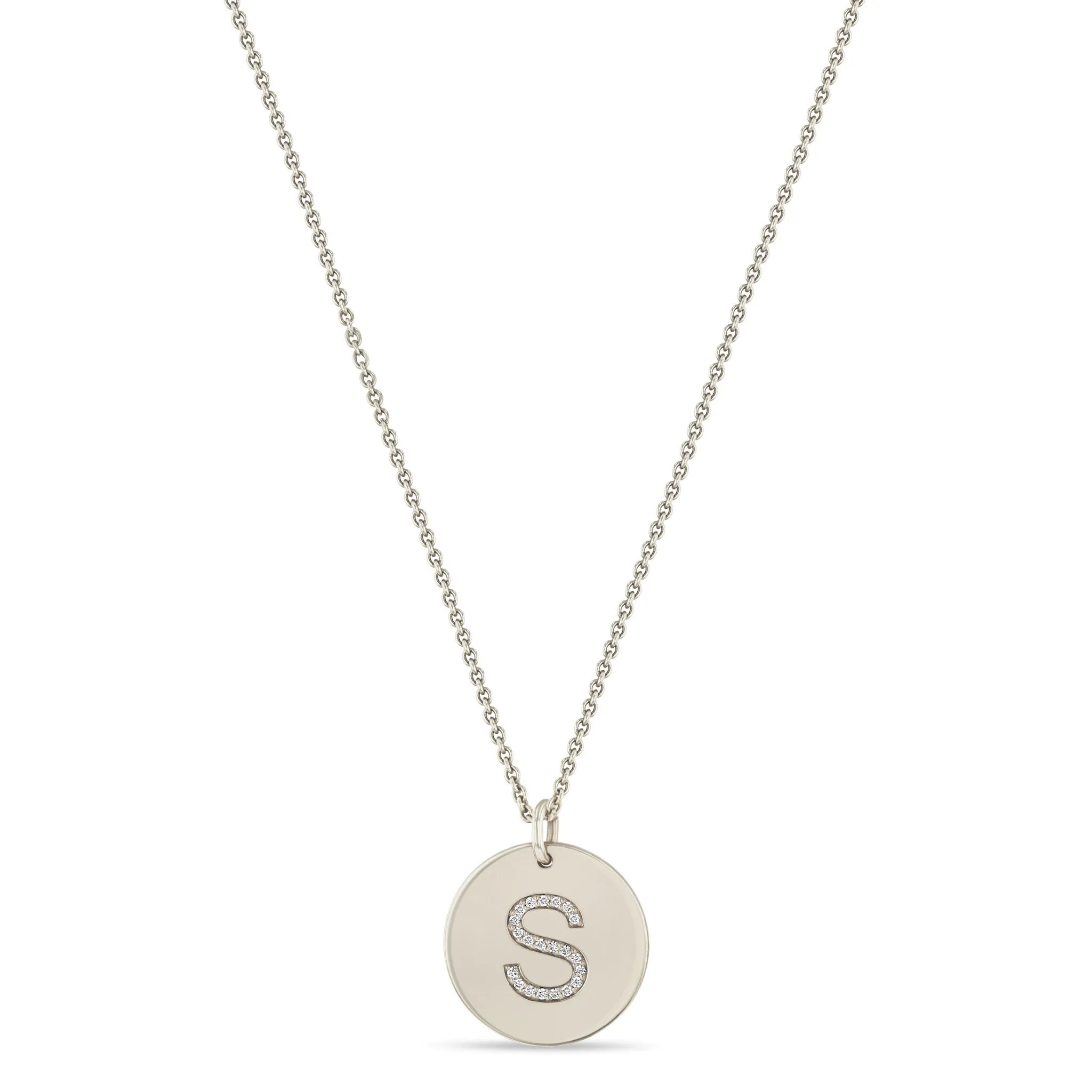 14k Pavé Diamond Initial Disc Necklace sold by Zoe Chicco product image thumbnail 3