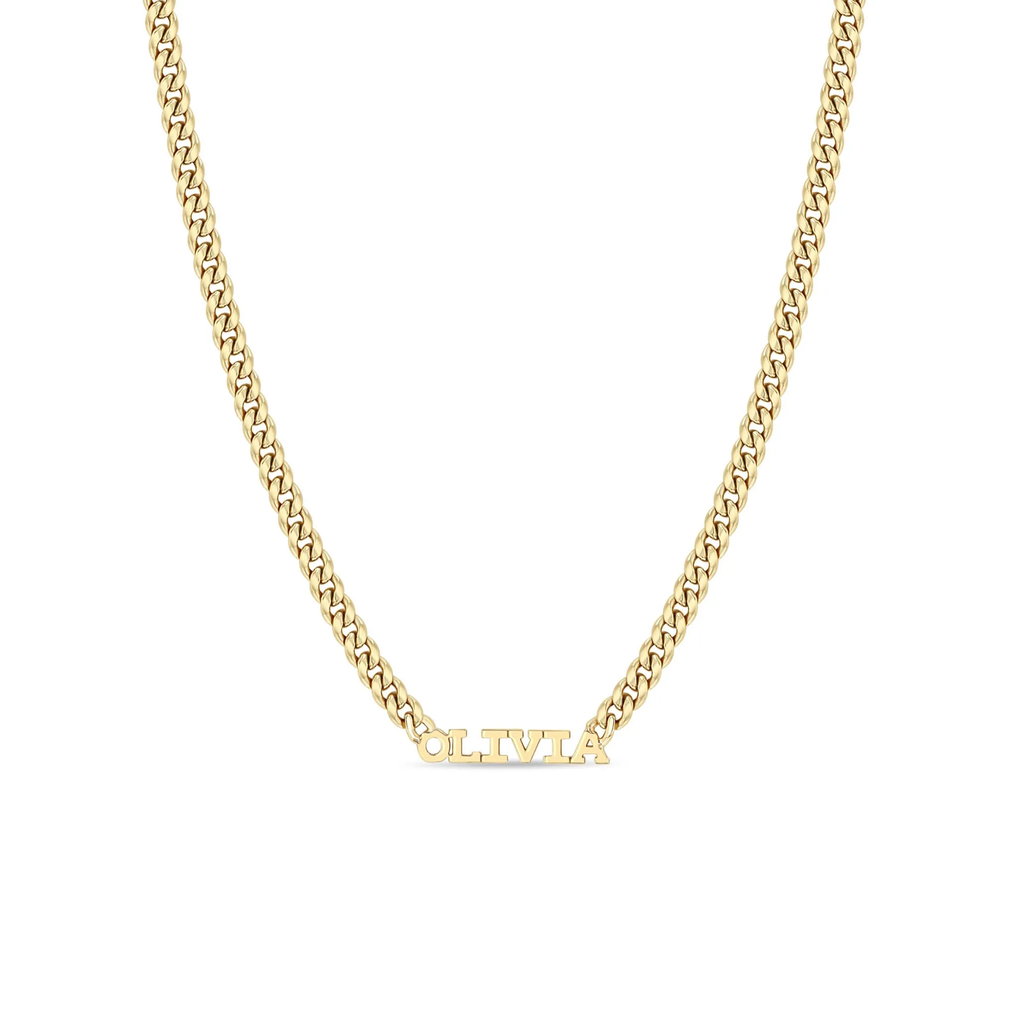 14k Gold Custom Itty Bitty Letters Curb Chain Necklace sold by Zoe Chicco
