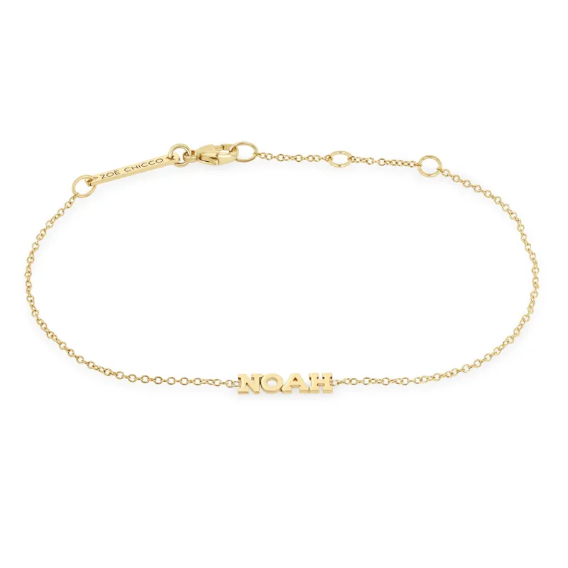 14k Gold Custom Itty Bitty Letters Bracelet sold by Zoe Chicco