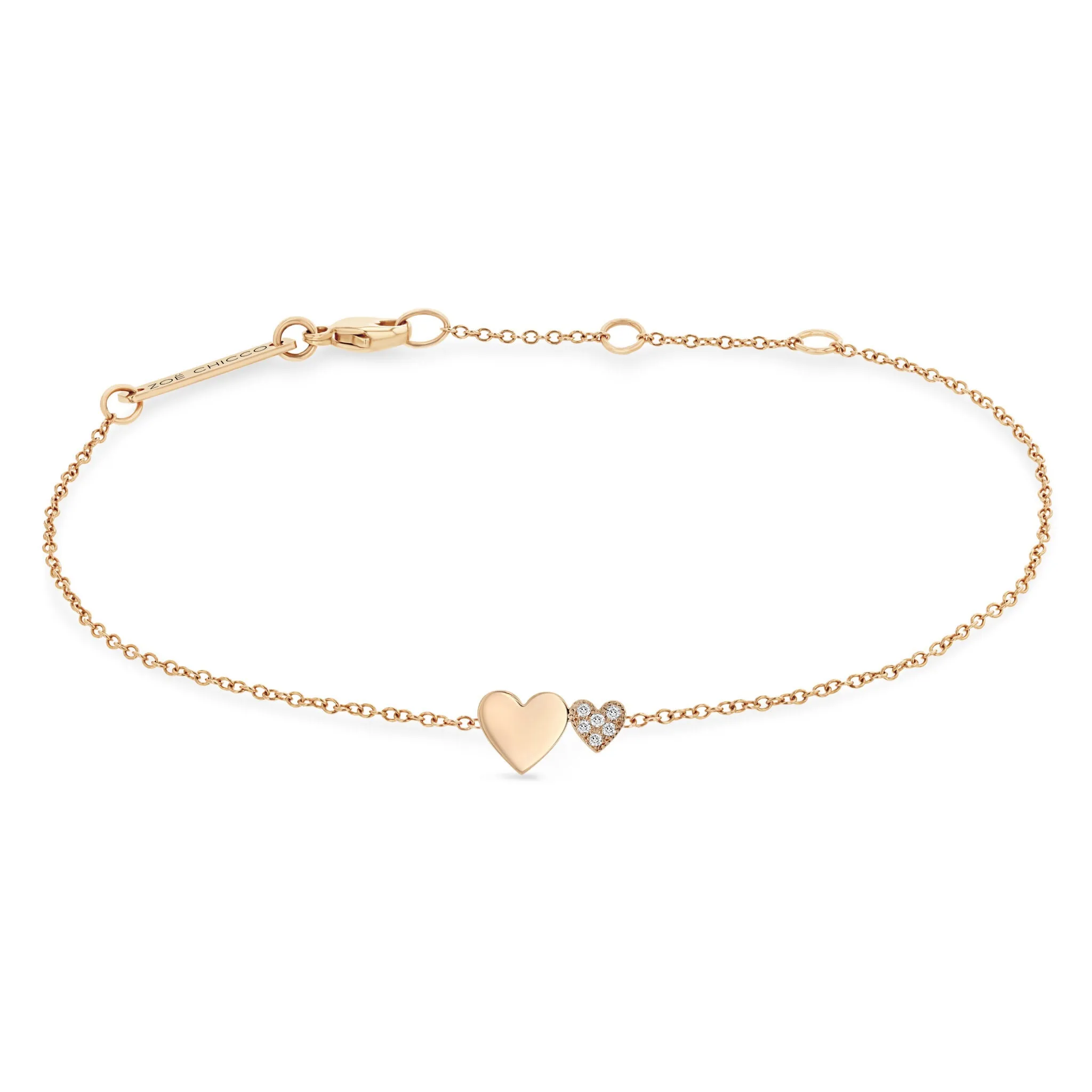 14k Mixed Midi & Itty Bitty Pavé Diamond Heart Bracelet sold by Zoe Chicco product image thumbnail 2