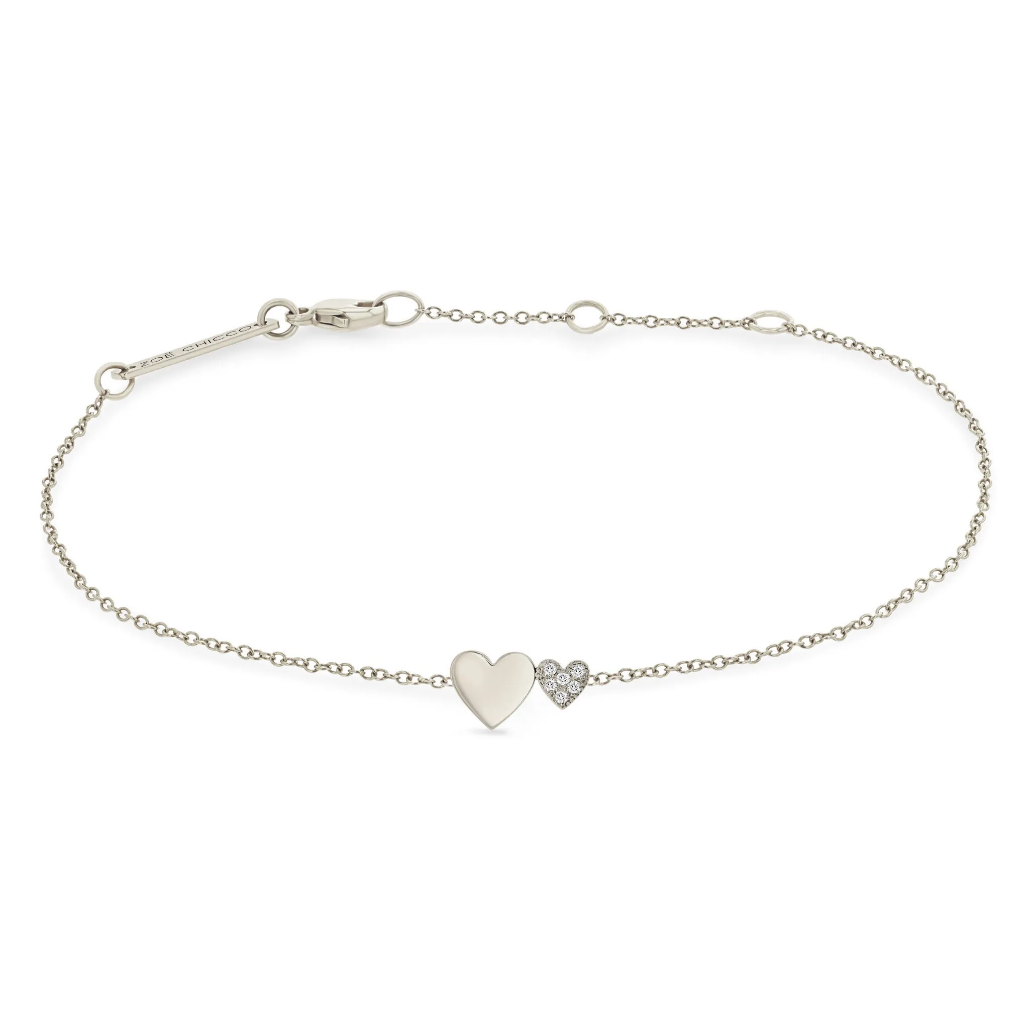 14k Mixed Midi & Itty Bitty Pavé Diamond Heart Bracelet sold by Zoe Chicco product image thumbnail 3