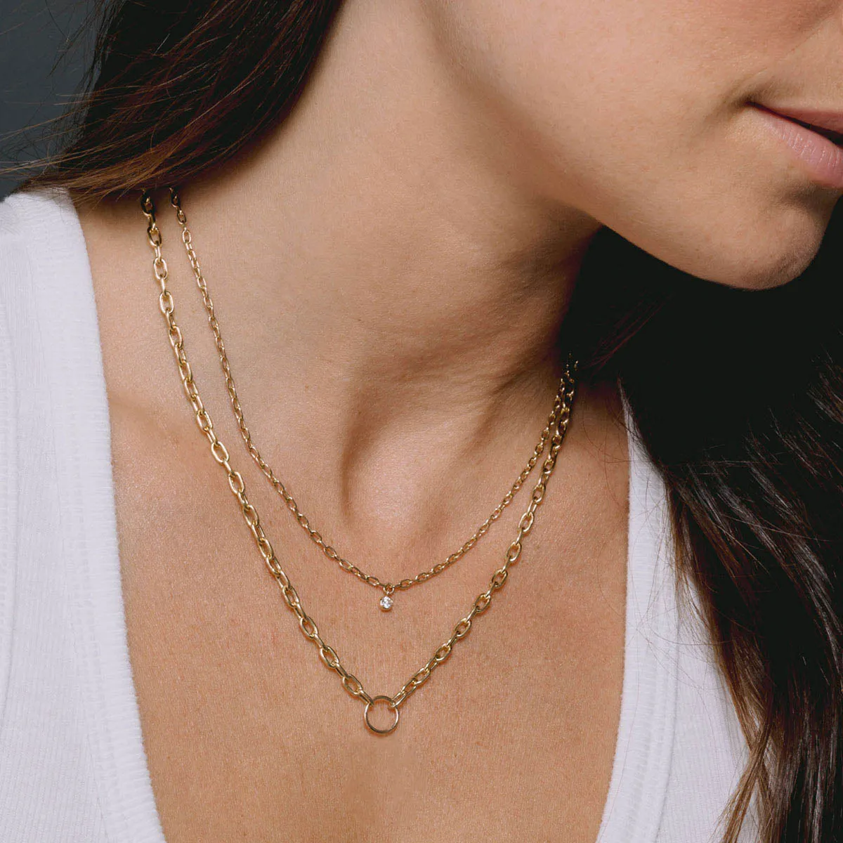 14k Gold Circle Medium Square Oval Chain Necklace sold by Zoe Chicco product image thumbnail 2