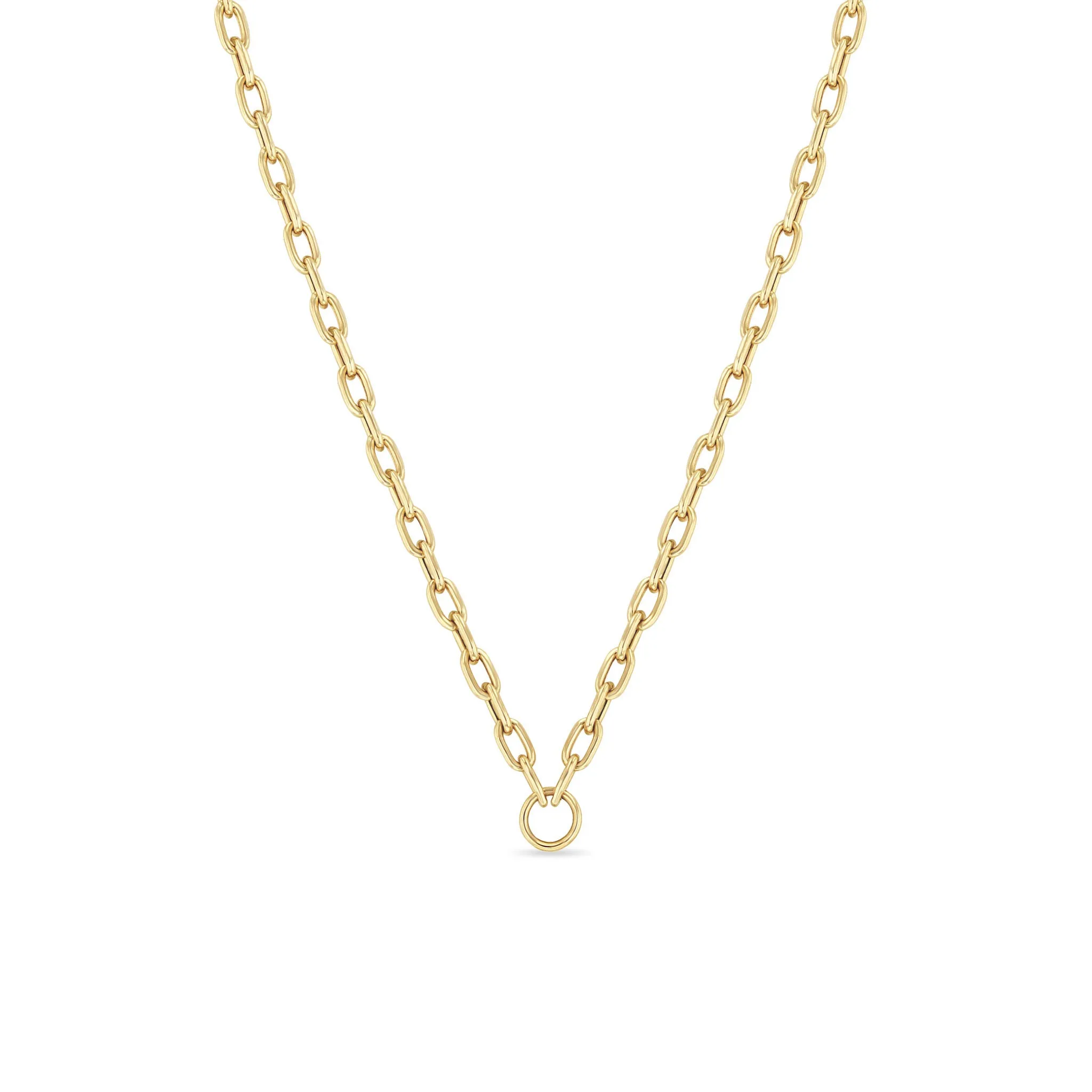 14k Gold Circle Medium Square Oval Chain Necklace sold by Zoe Chicco