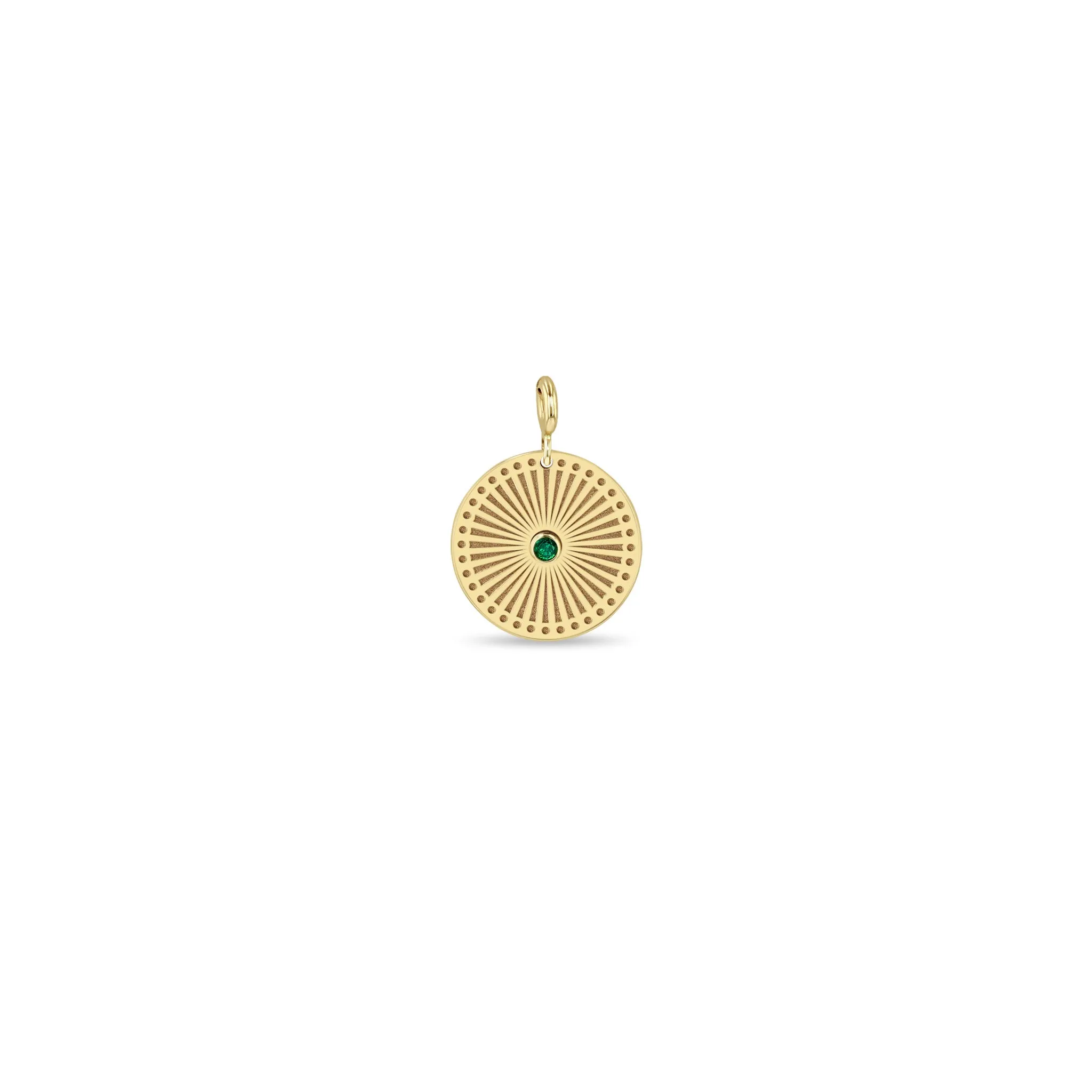 14k Single Emerald Small Sunbeam Medallion Charm sold by Zoe Chicco product image thumbnail 4