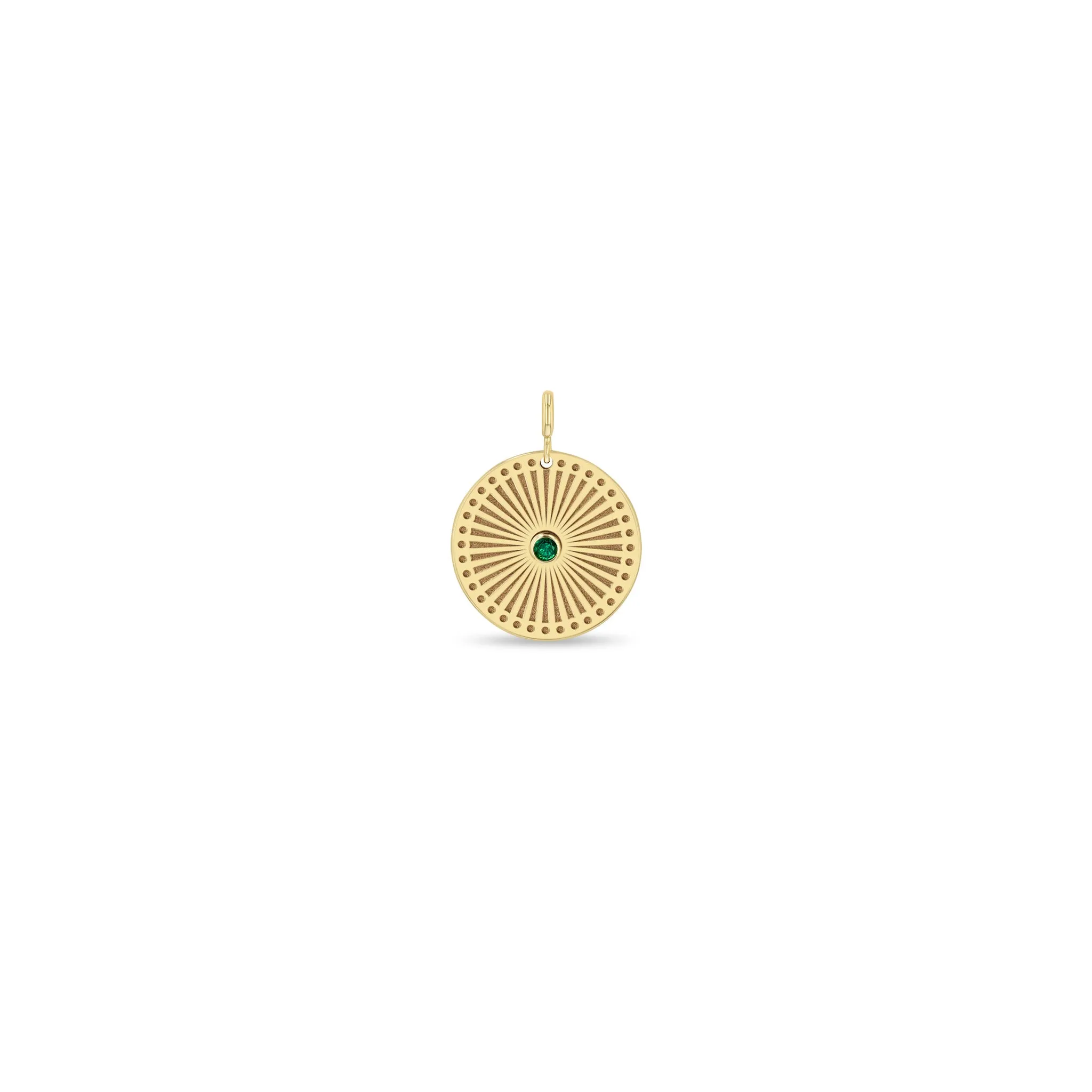 14k Single Emerald Small Sunbeam Medallion Charm sold by Zoe Chicco product image thumbnail 3