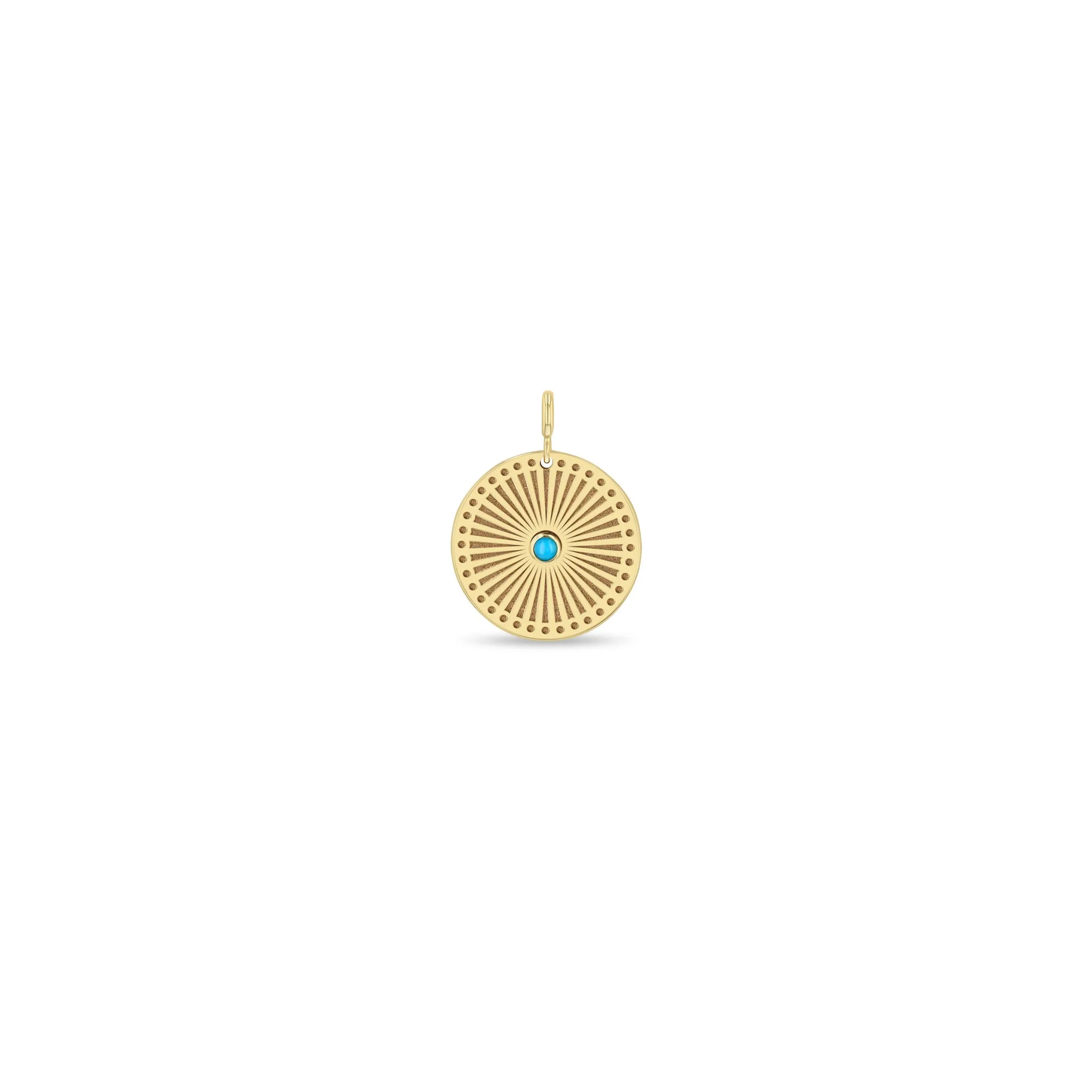 14k Single Turquoise Small Sunbeam Medallion Charm sold by Zoe Chicco product image thumbnail 3