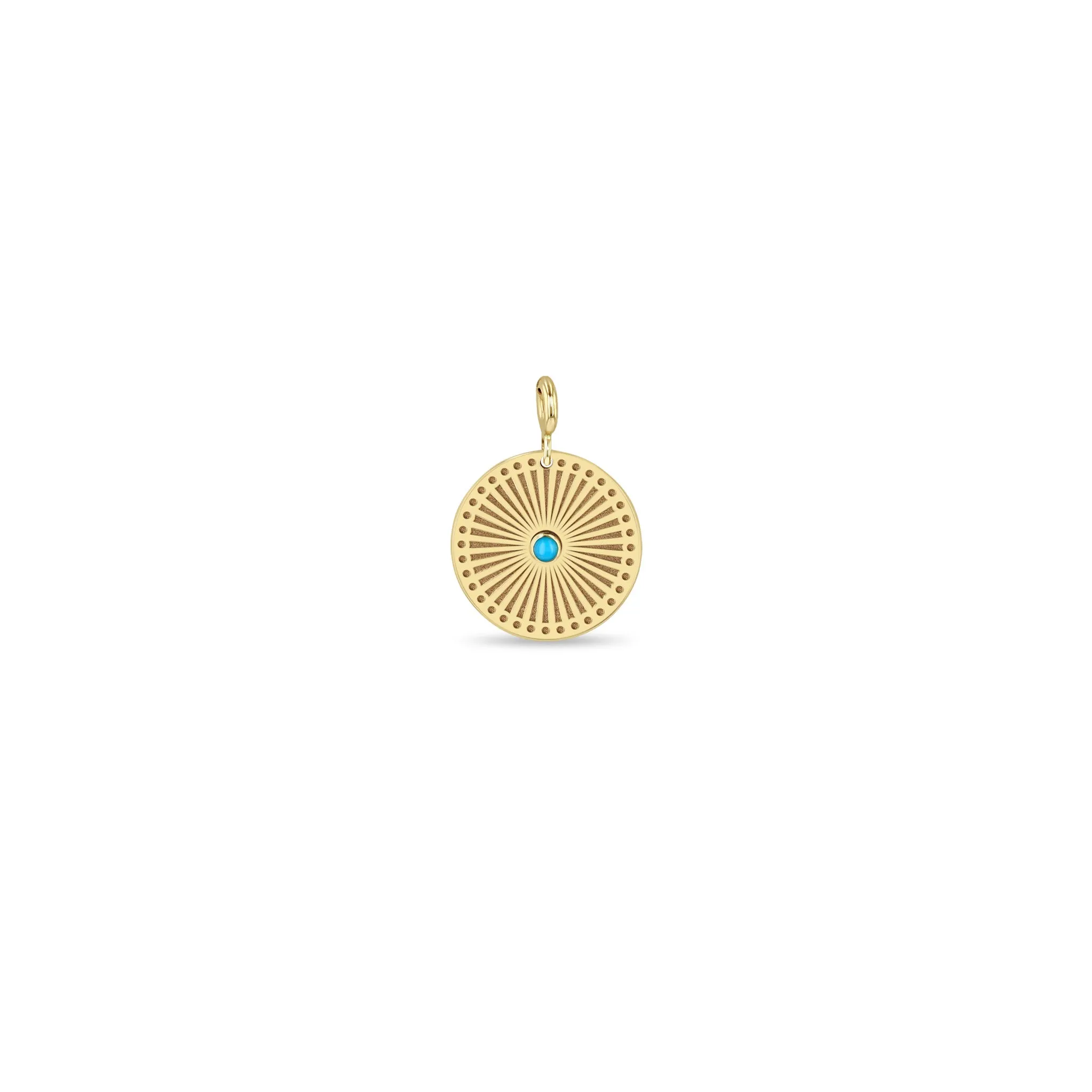 14k Single Turquoise Small Sunbeam Medallion Charm sold by Zoe Chicco product image thumbnail 4
