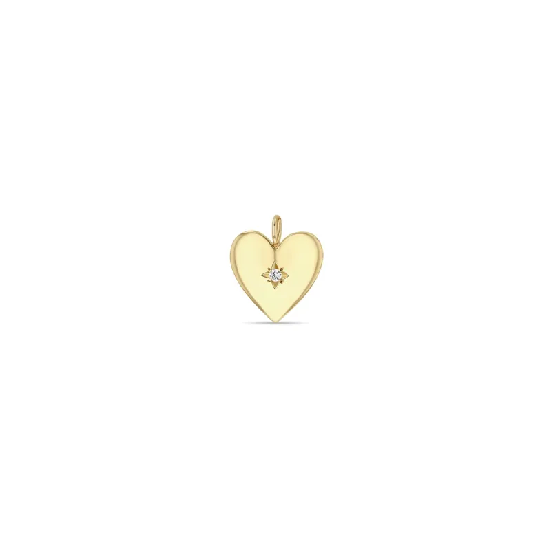 14k Single Star Set Diamond Small Aura Heart Charm sold by Zoe Chicco