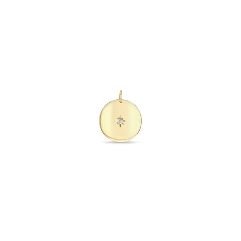 14k Single Star Set Diamond Small Aura Disc Charm sold by Zoe Chicco