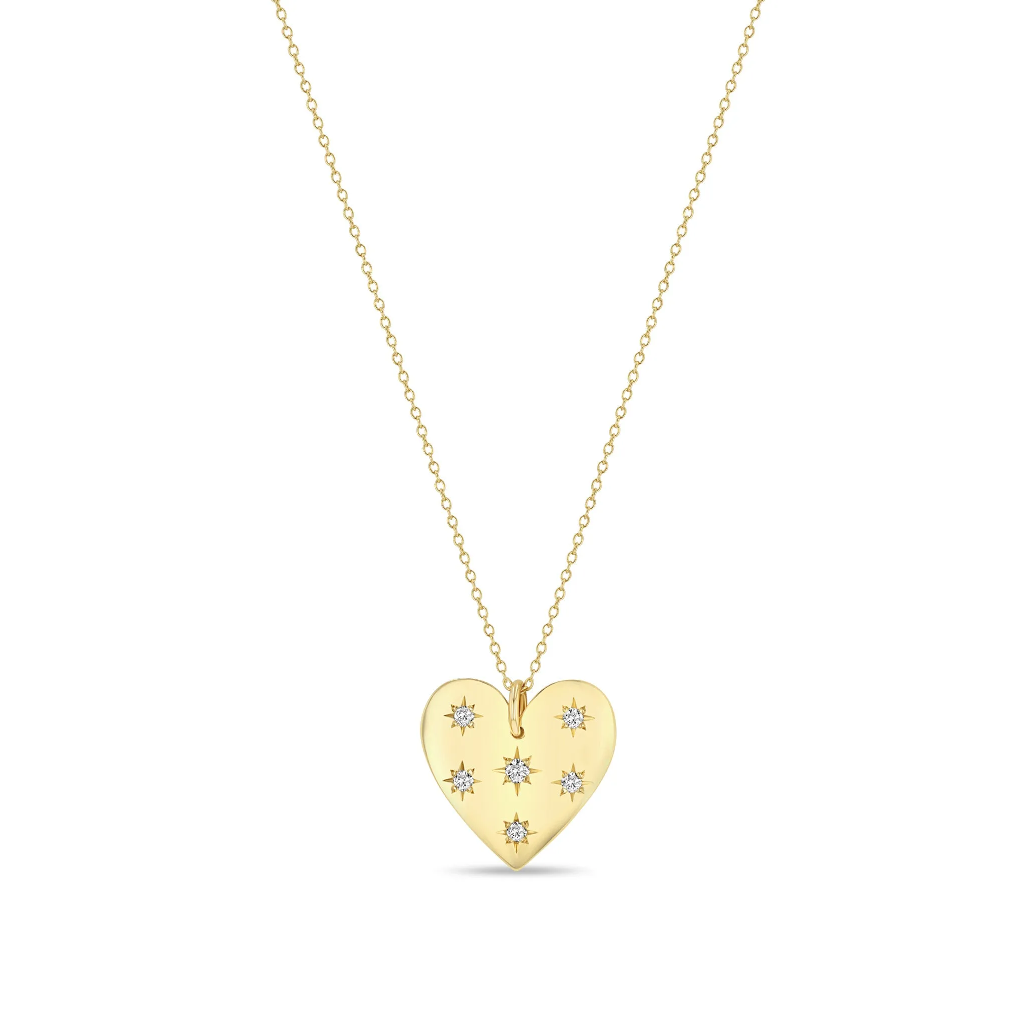 14k Scattered Star Set Diamonds Aura Heart Necklace sold by Zoe Chicco