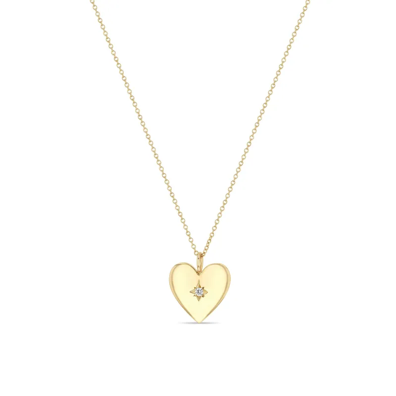 14k Star Set Diamond Small Aura Heart Necklace sold by Zoe Chicco