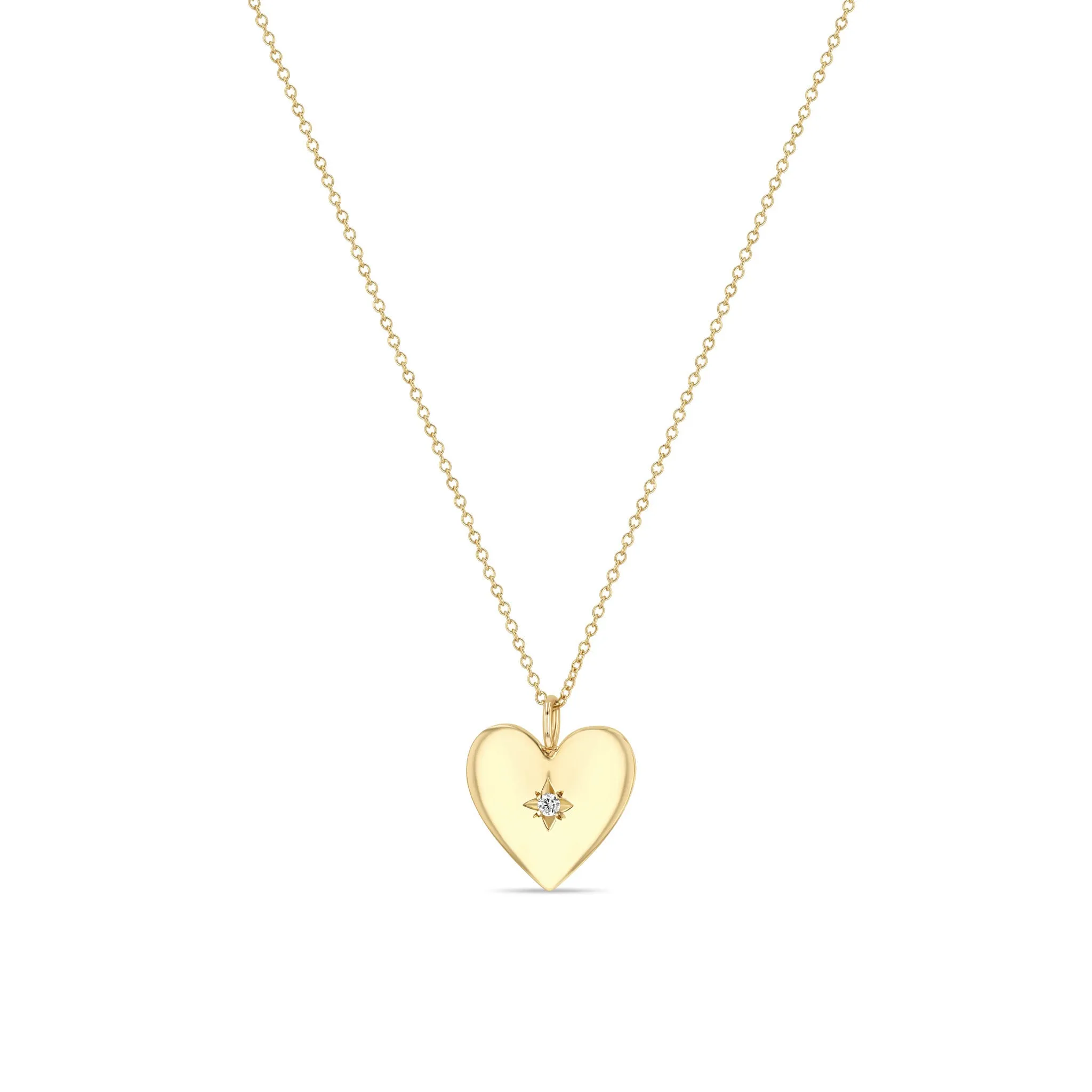 14k Star Set Diamond Small Aura Heart Necklace sold by Zoe Chicco