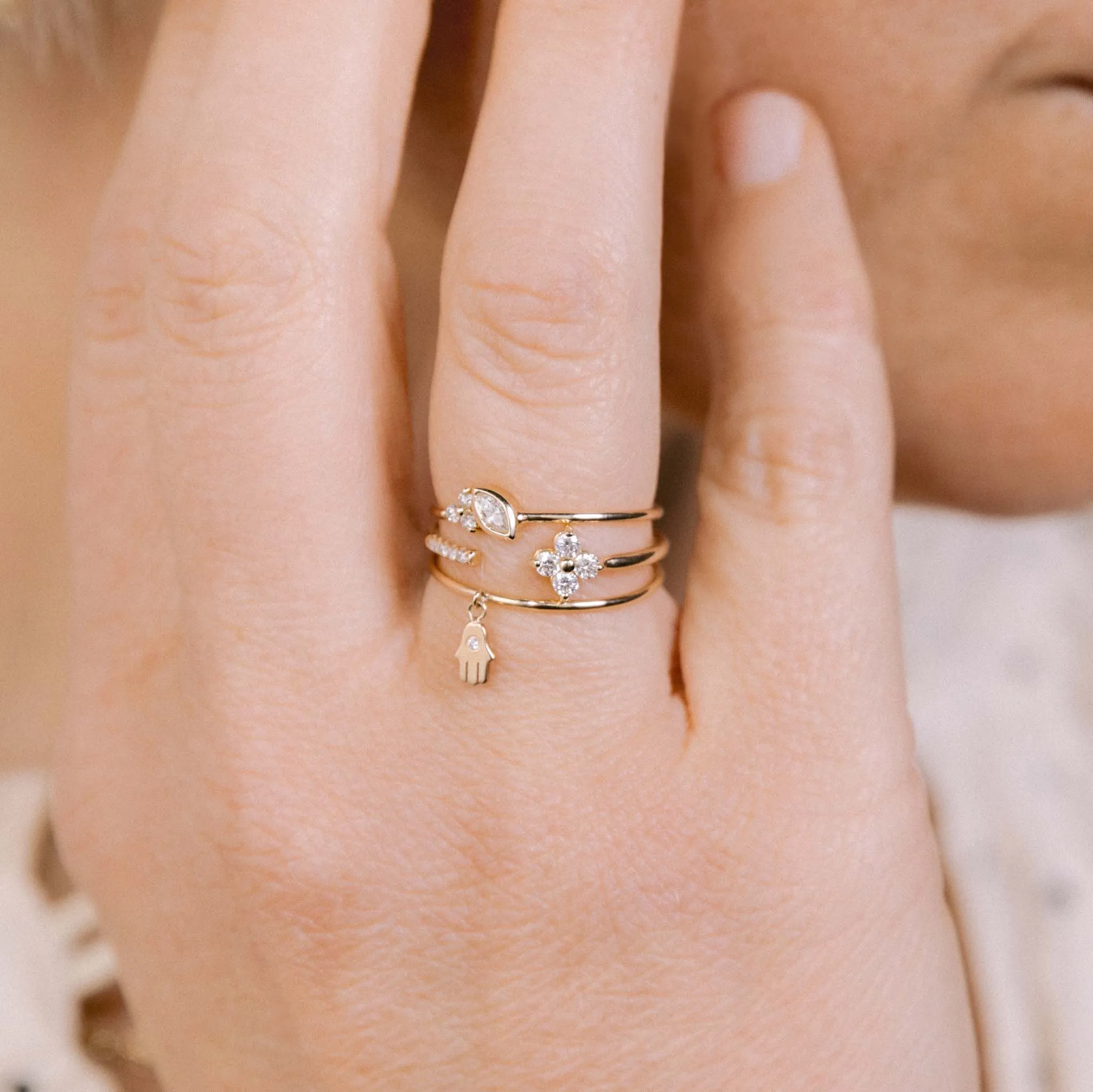 14k Marquise & Prong Diamond Trio Ring sold by Zoe Chicco product image thumbnail 2