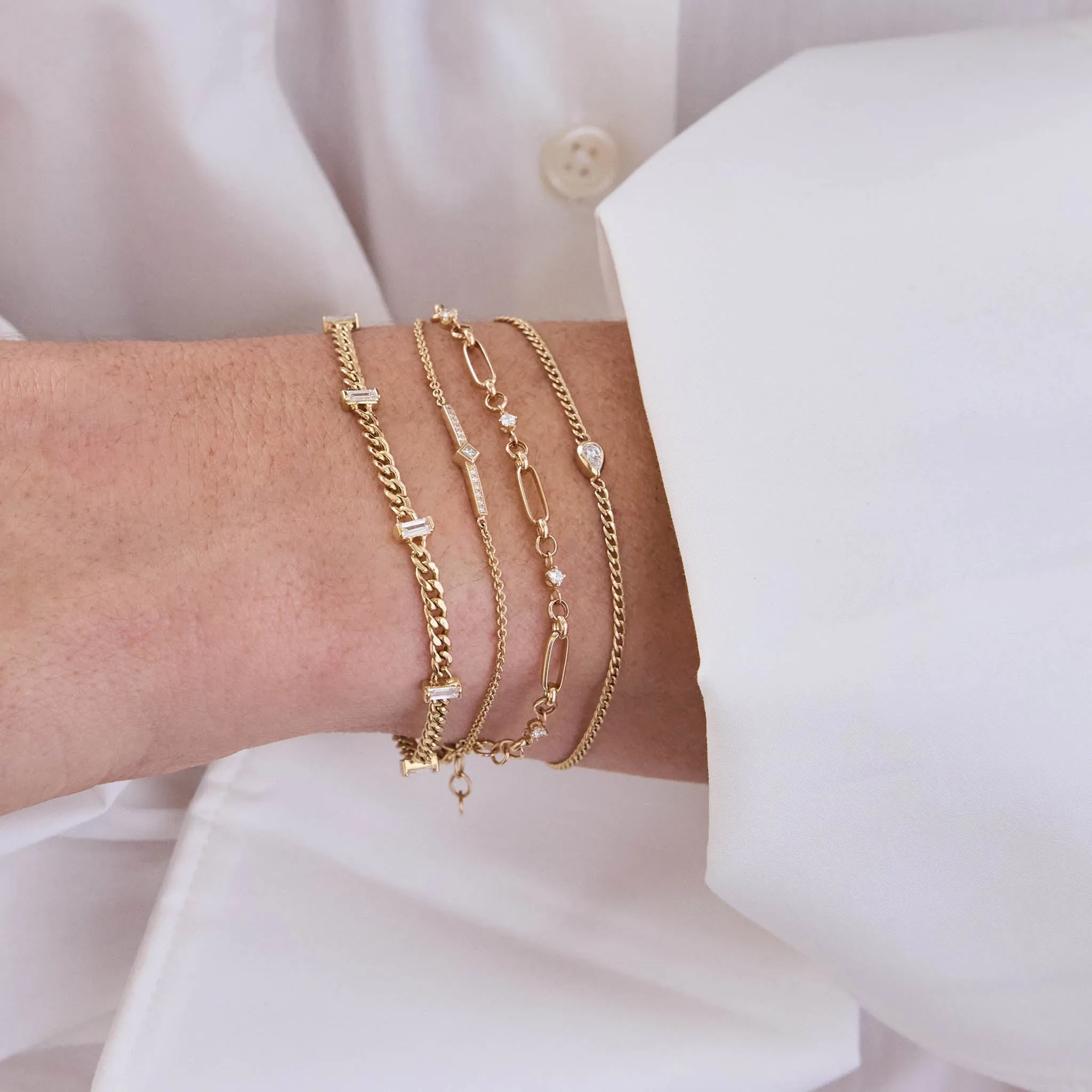 14k Pear Diamond XS Curb Chain Bracelet sold by Zoe Chicco product image thumbnail 2