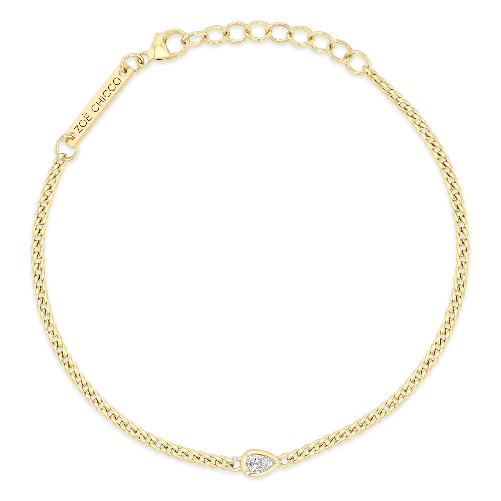 14k Pear Diamond XS Curb Chain Bracelet sold by Zoe Chicco product image thumbnail 4