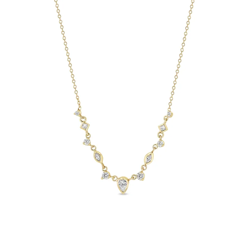 14k 11 Linked Mixed Fancy Cut Diamond Necklace sold by Zoe Chicco