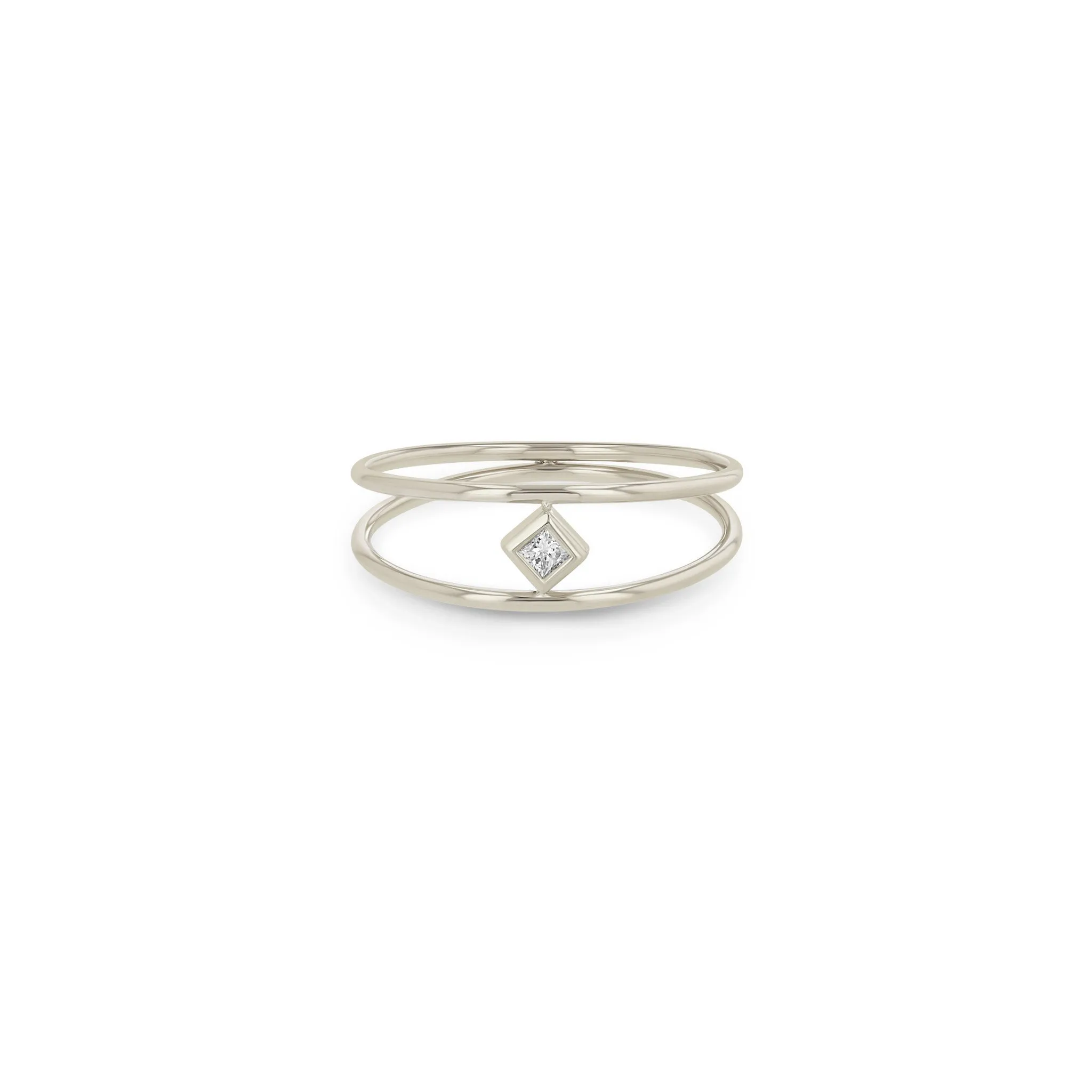 14k Princess Diamond Double Band Ring sold by Zoe Chicco product image thumbnail 4
