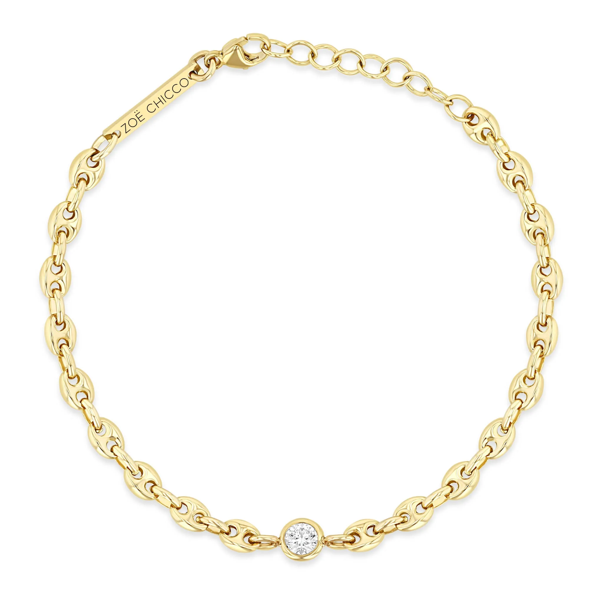 14k Floating Diamond Small Puffed Mariner Chain Bracelet sold by Zoe Chicco product image thumbnail 4