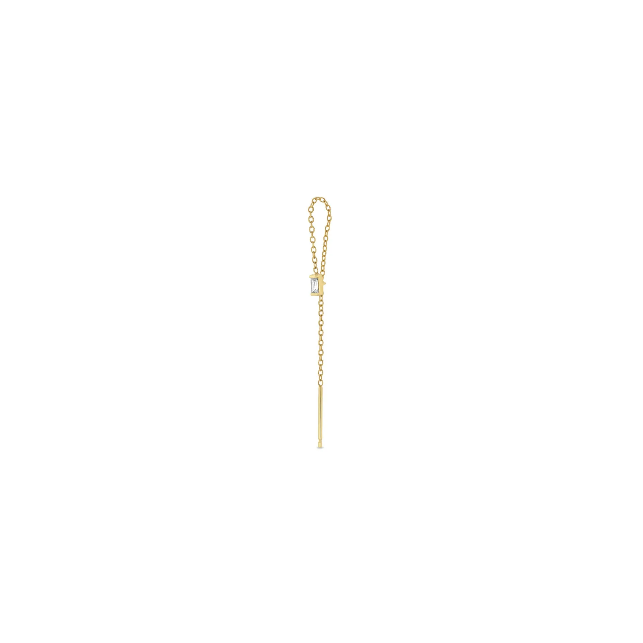 14k Baguette Diamond Loop Threader Earrings sold by Zoe Chicco product image thumbnail 5