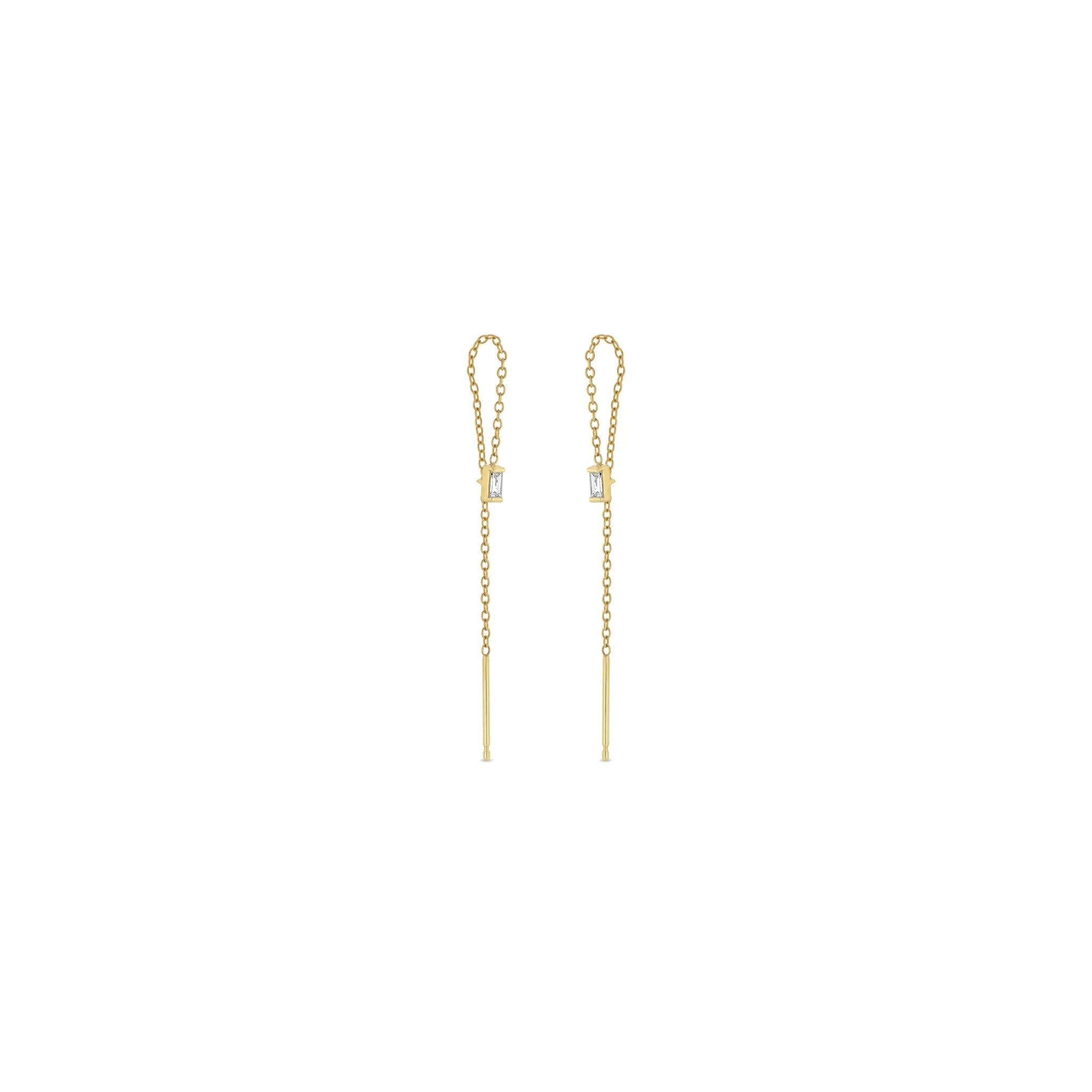 14k Baguette Diamond Loop Threader Earrings sold by Zoe Chicco