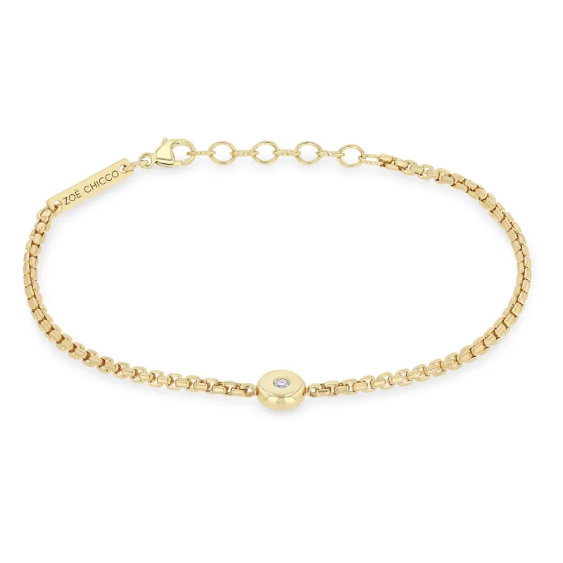 14k Diamond Nugget Box Chain Bracelet sold by Zoe Chicco
