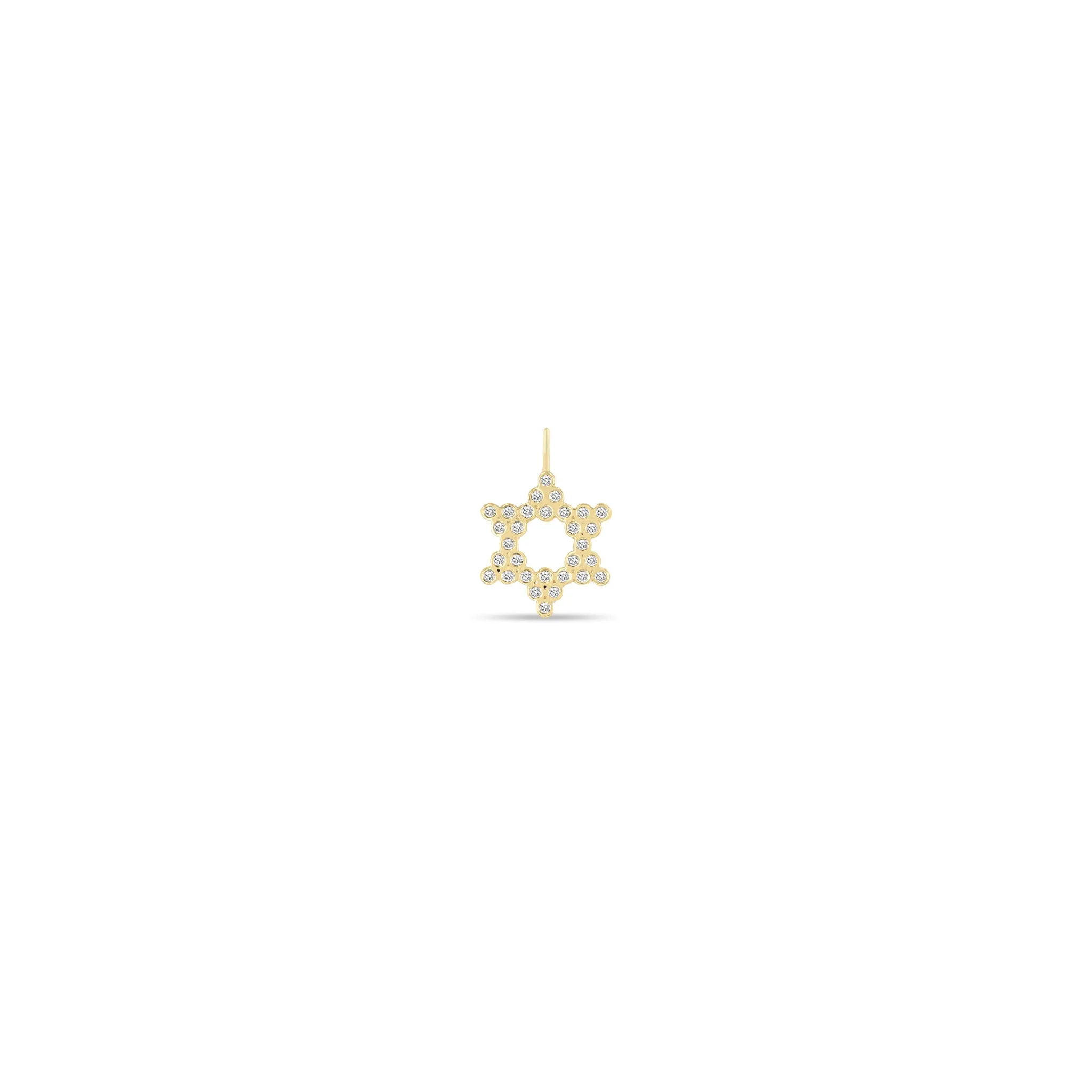 14k Single Small Diamond Bezel Star of David Charm Pendant sold by Zoe Chicco