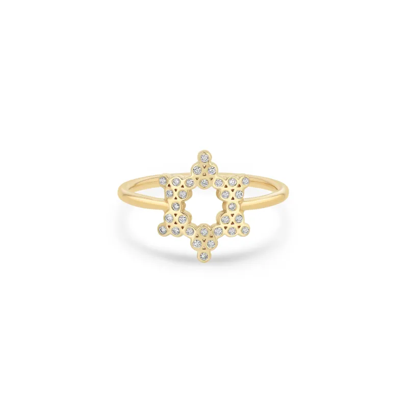 14k Small Diamond Bezel Star of David Ring sold by Zoe Chicco