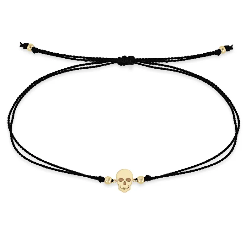 14k Midi Bitty Skull Cord Bracelet sold by Zoe Chicco