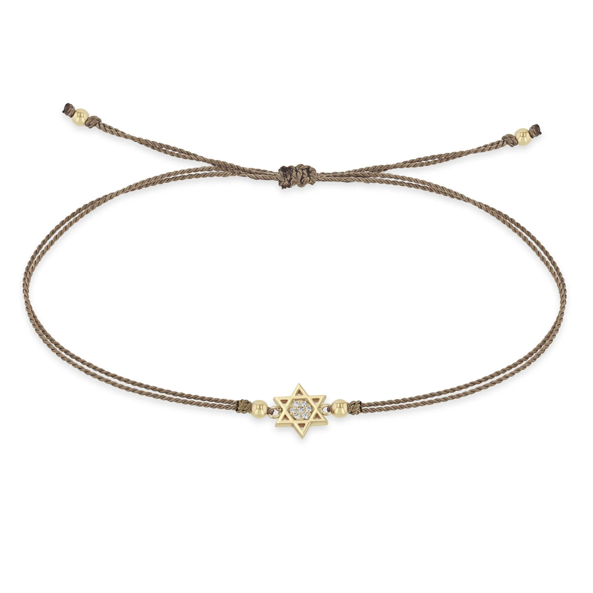 14k Midi Bitty Pavé Diamond Star of David Cord Bracelet sold by Zoe Chicco product image thumbnail 4