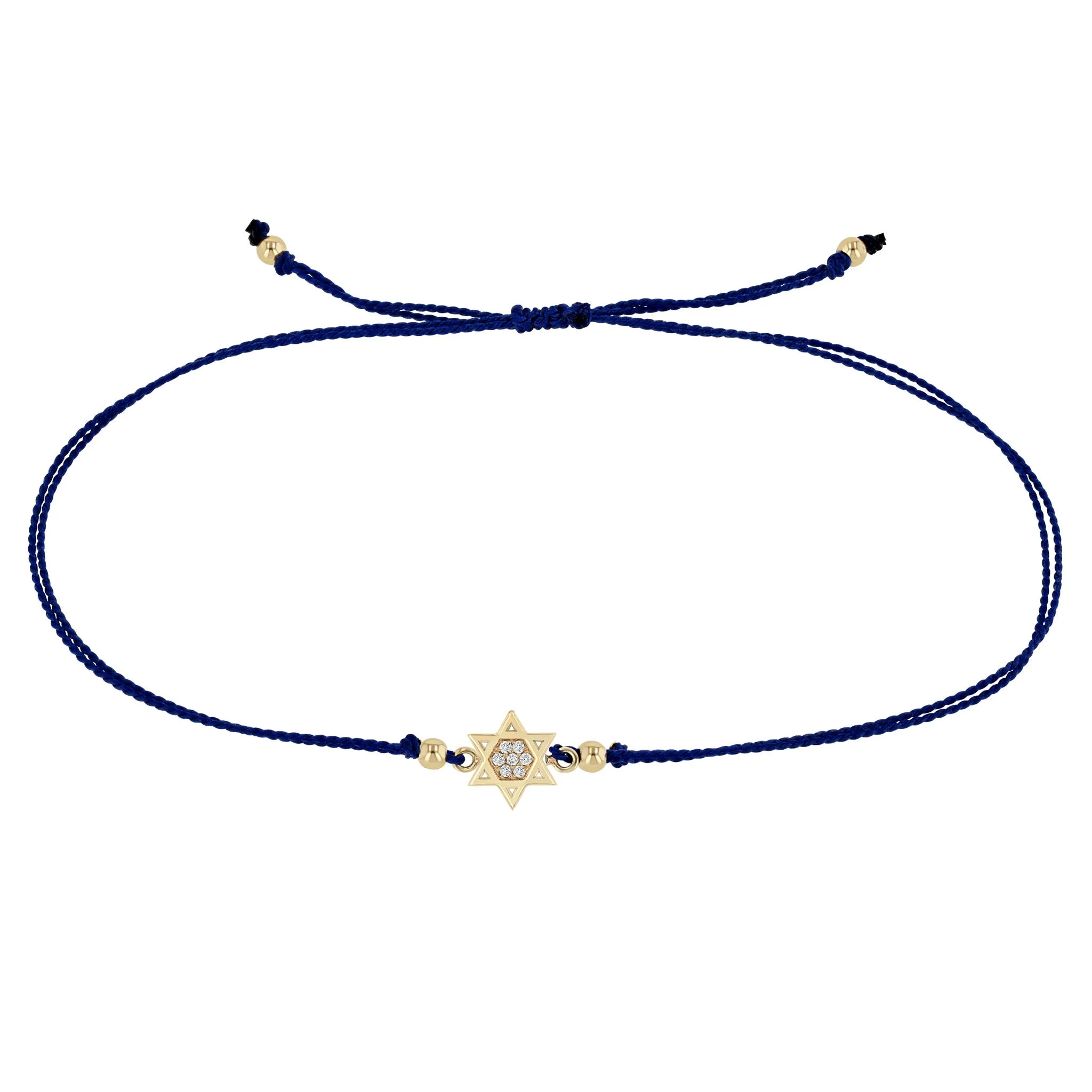 14k Midi Bitty Pavé Diamond Star of David Cord Bracelet sold by Zoe Chicco