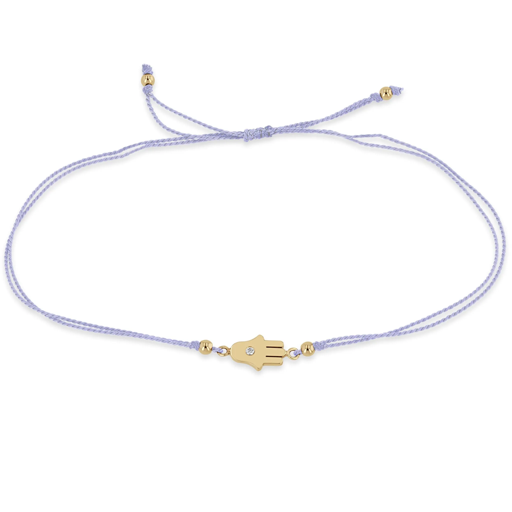 14k Midi Bitty Diamond Hamsa Cord Bracelet sold by Zoe Chicco product image thumbnail 4