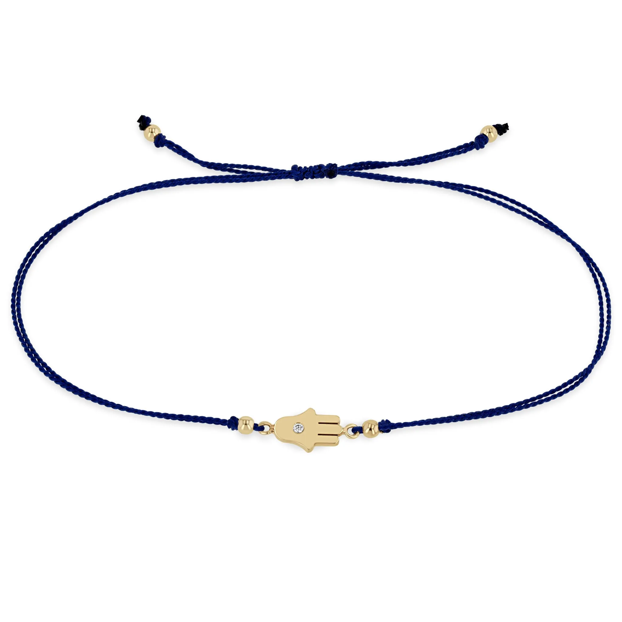 14k Midi Bitty Diamond Hamsa Cord Bracelet sold by Zoe Chicco product image thumbnail 5