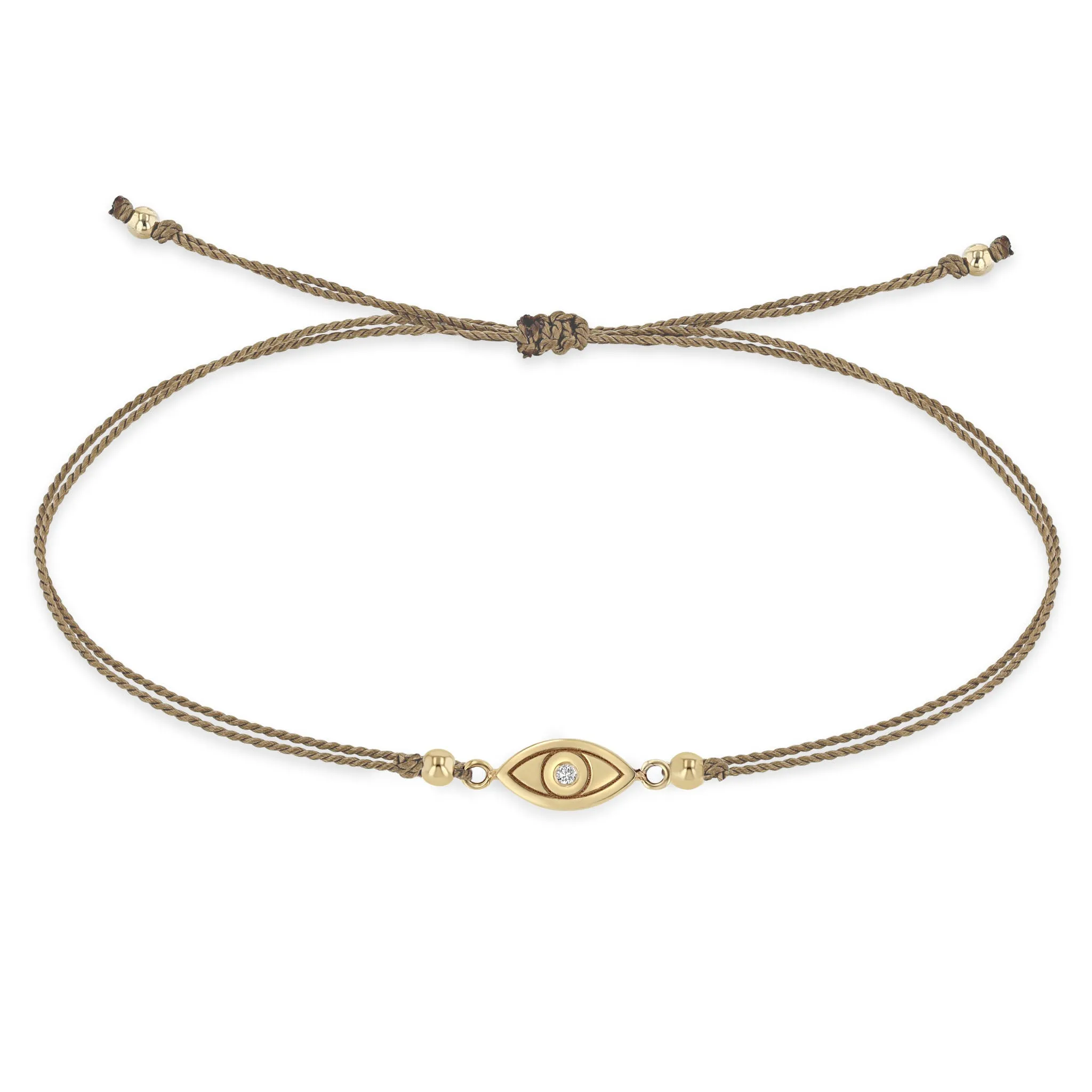 14k Midi Bitty Diamond Evil Eye Cord Bracelet sold by Zoe Chicco