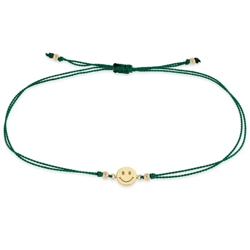 14k Midi Bitty Smiley Face Cord Bracelet sold by Zoe Chicco