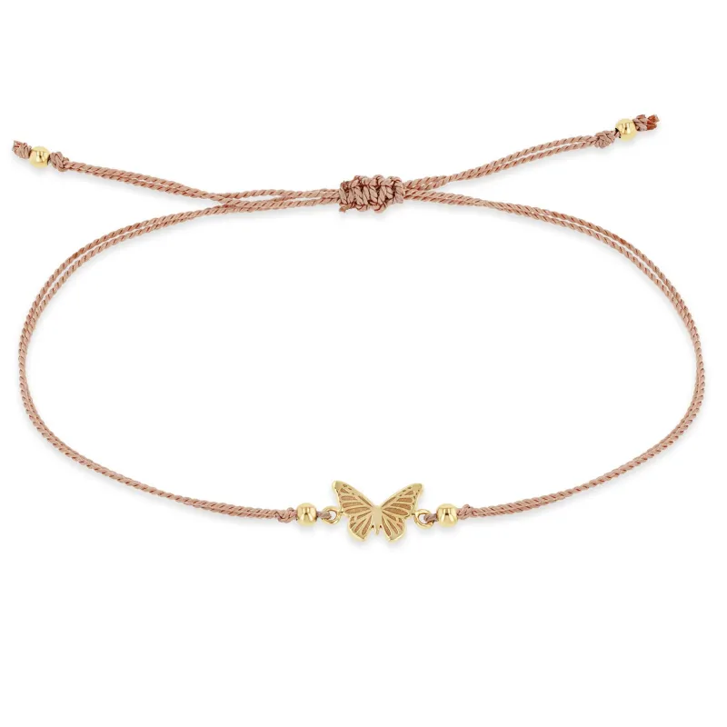 14k Midi Bitty Butterfly Cord Bracelet sold by Zoe Chicco
