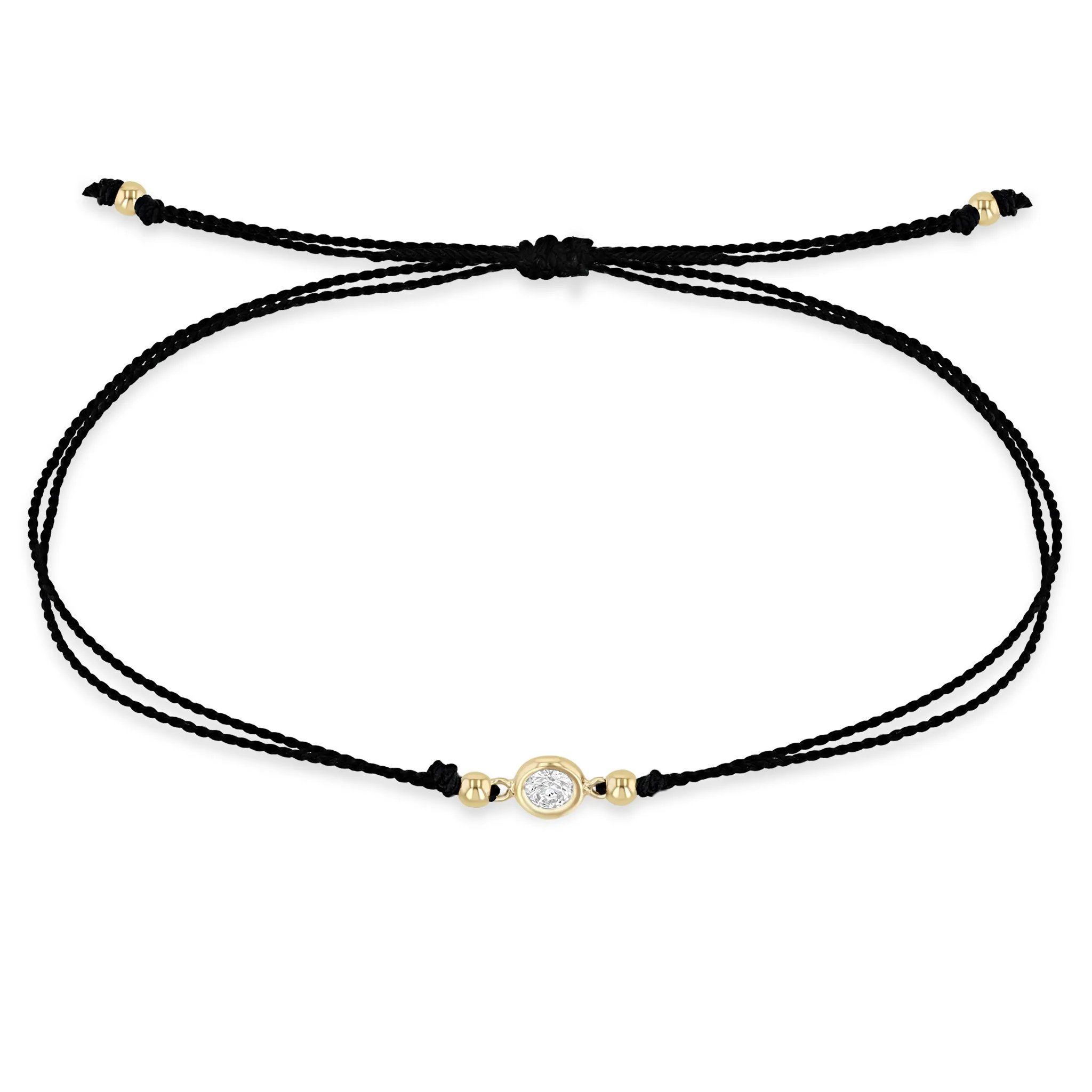 14k Floating Diamond Solitaire Cord Bracelet sold by Zoe Chicco