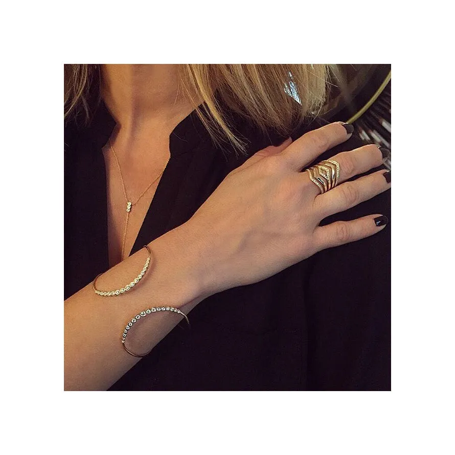 14k Graduated Diamond Bezel Double Curved Bar Cuff - SALE sold by Zoe Chicco product image thumbnail 3