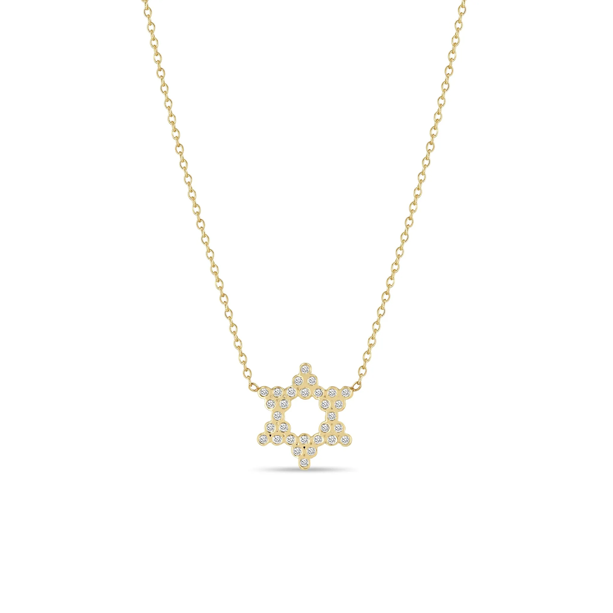 14k Small Diamond Bezel Star of David Necklace sold by Zoe Chicco