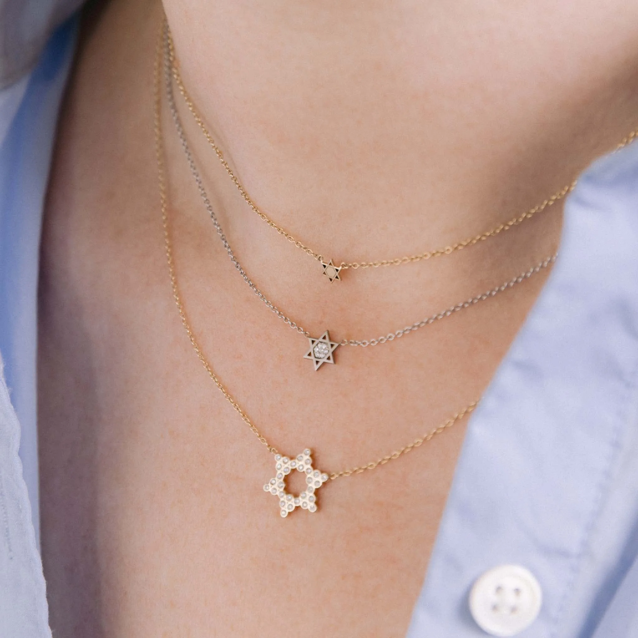 14k Small Diamond Bezel Star of David Necklace sold by Zoe Chicco product image thumbnail 2
