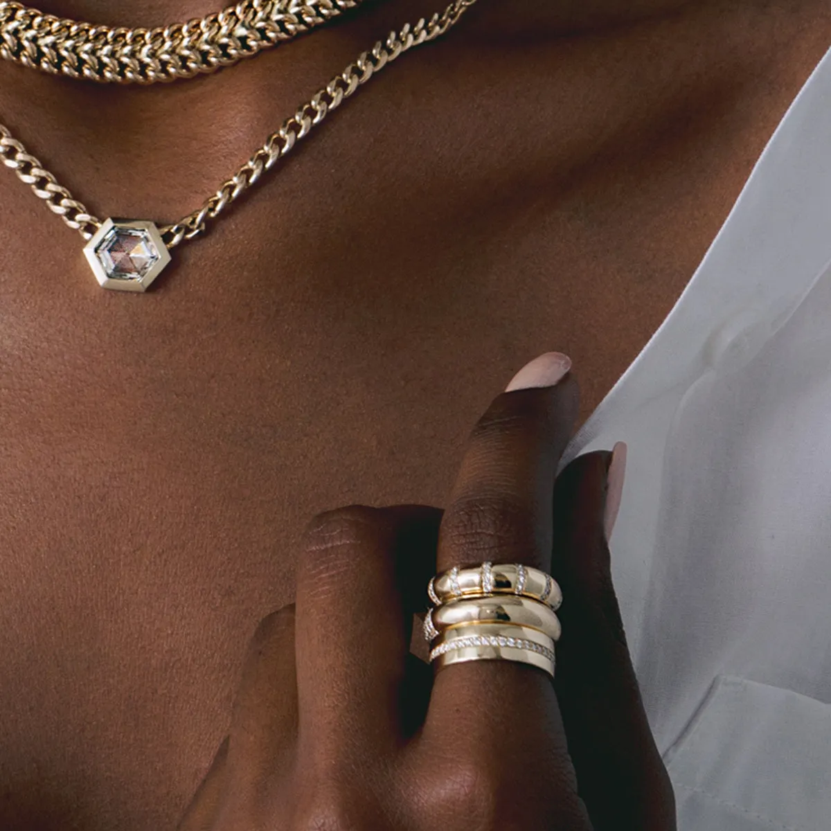 14k Pavé Diamond Line Wide Flat Band - SALE sold by Zoe Chicco product image thumbnail 3