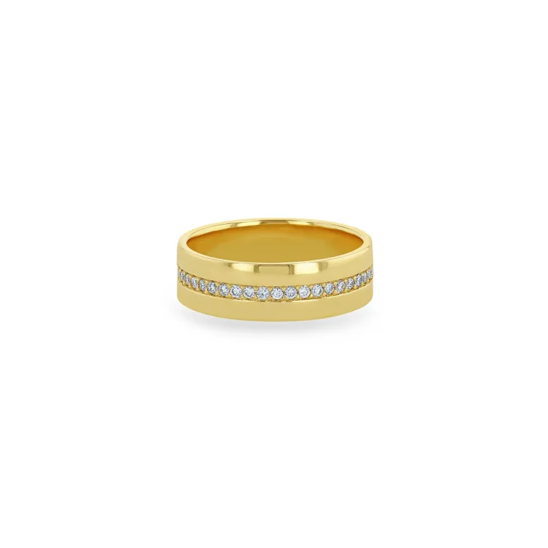 14k Pavé Diamond Line Wide Flat Band - SALE sold by Zoe Chicco