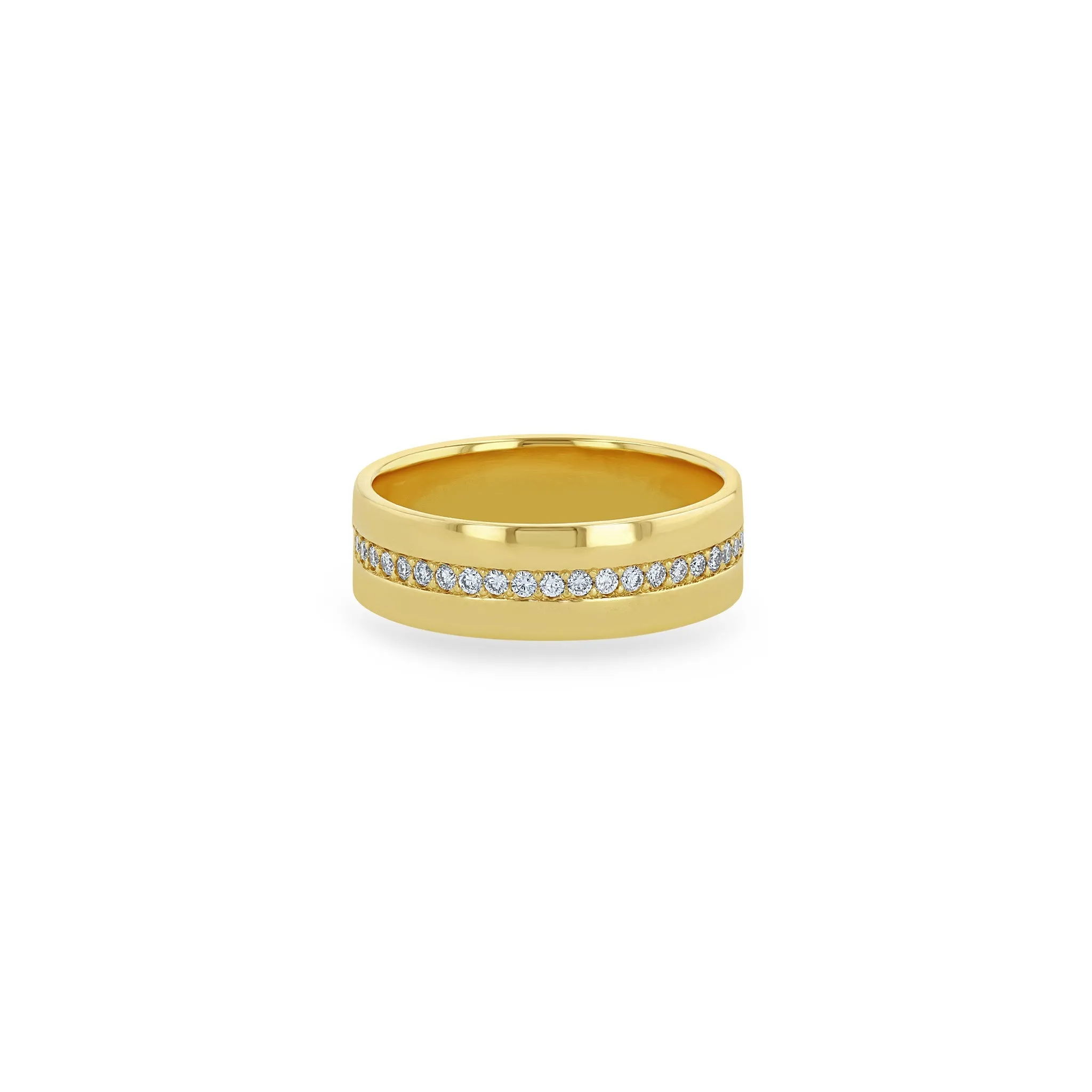 14k Pavé Diamond Line Wide Flat Band - SALE sold by Zoe Chicco