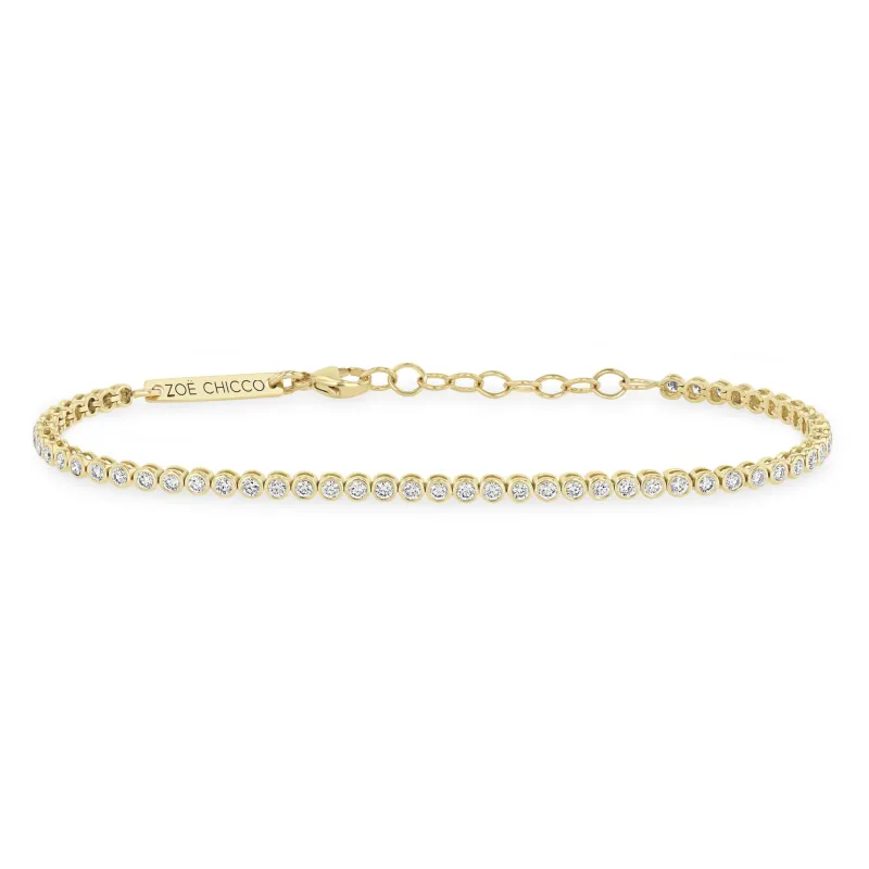 14k Gold Diamond Bezel Tennis Bracelet sold by Zoe Chicco