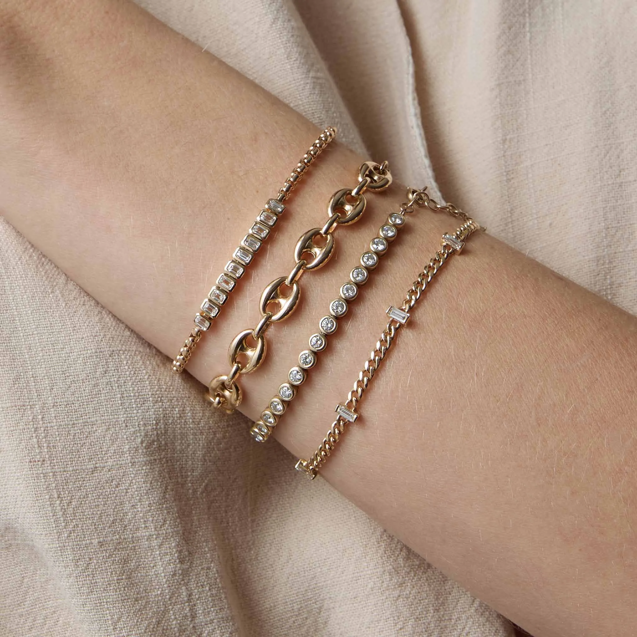 14k Gold Large Puffed Mariner Chain Bracelet sold by Zoe Chicco product image thumbnail 2