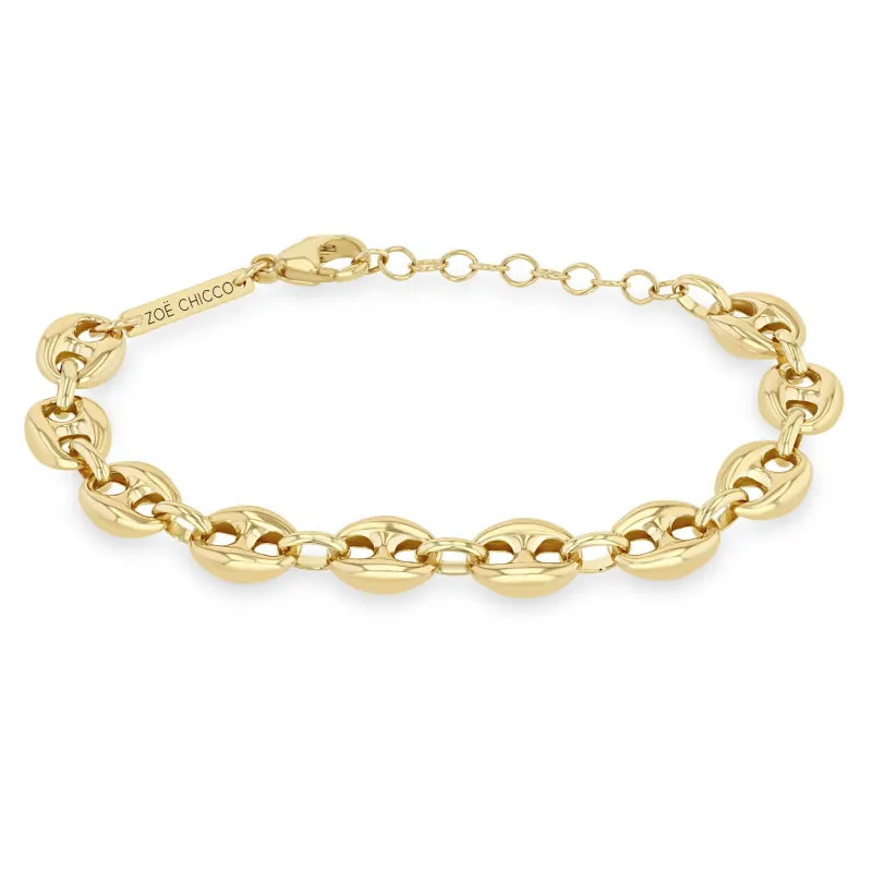 14k Gold Large Puffed Mariner Chain Bracelet sold by Zoe Chicco